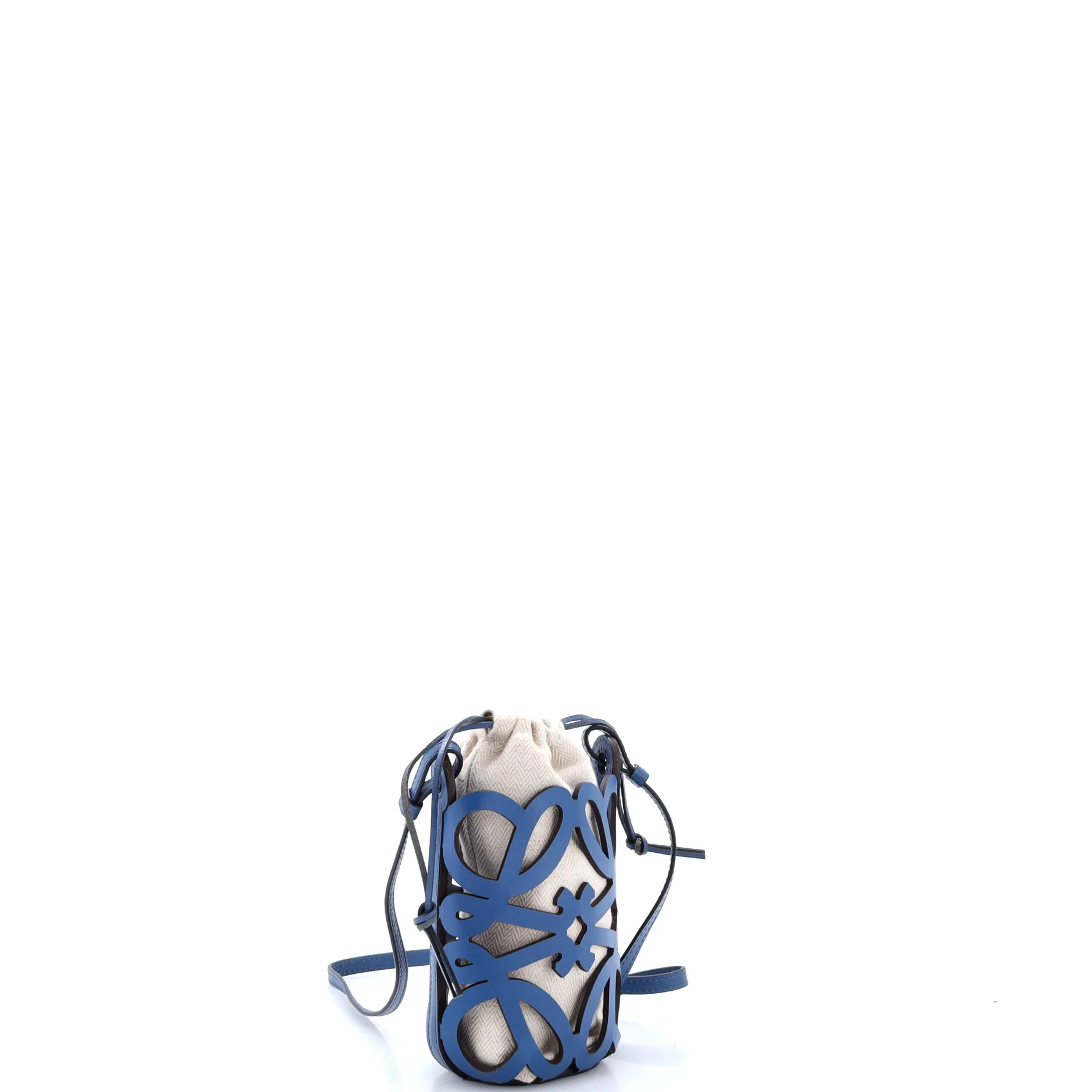 Anagram Drawstring Bucket Crossbody Bag Leather with Canvas Mini - Image 2