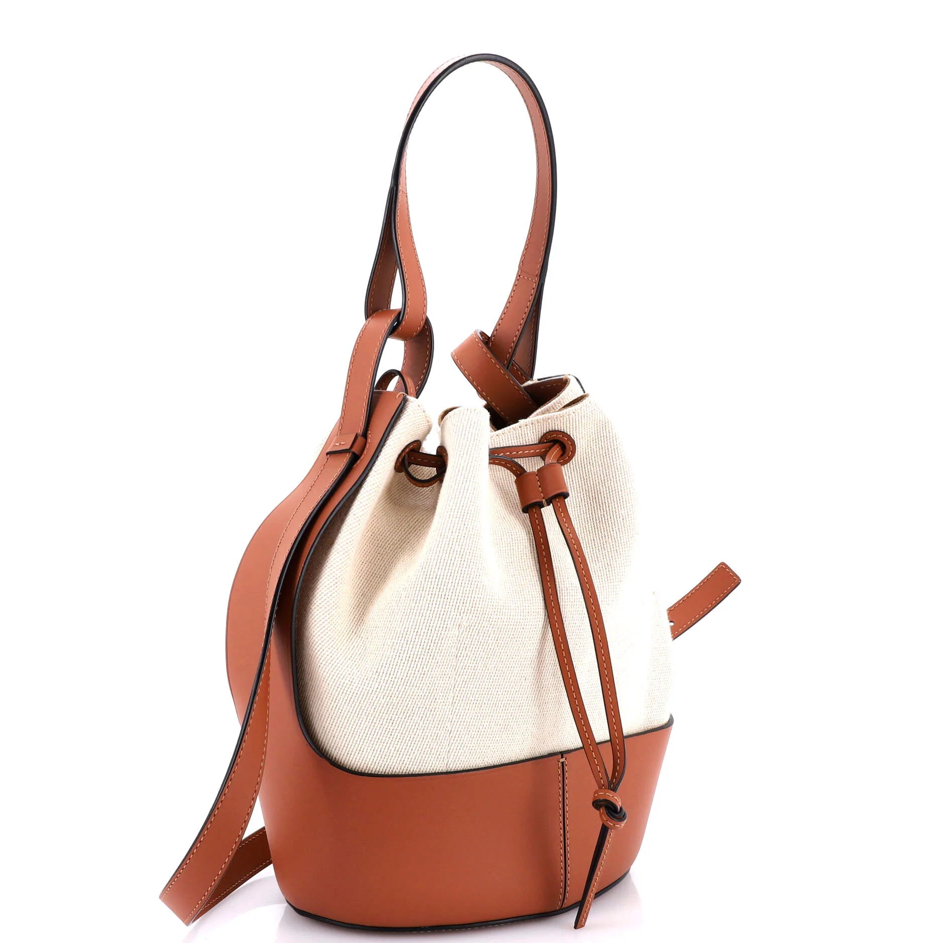 Balloon Bucket Bag Canvas and Leather Medium - Image 2