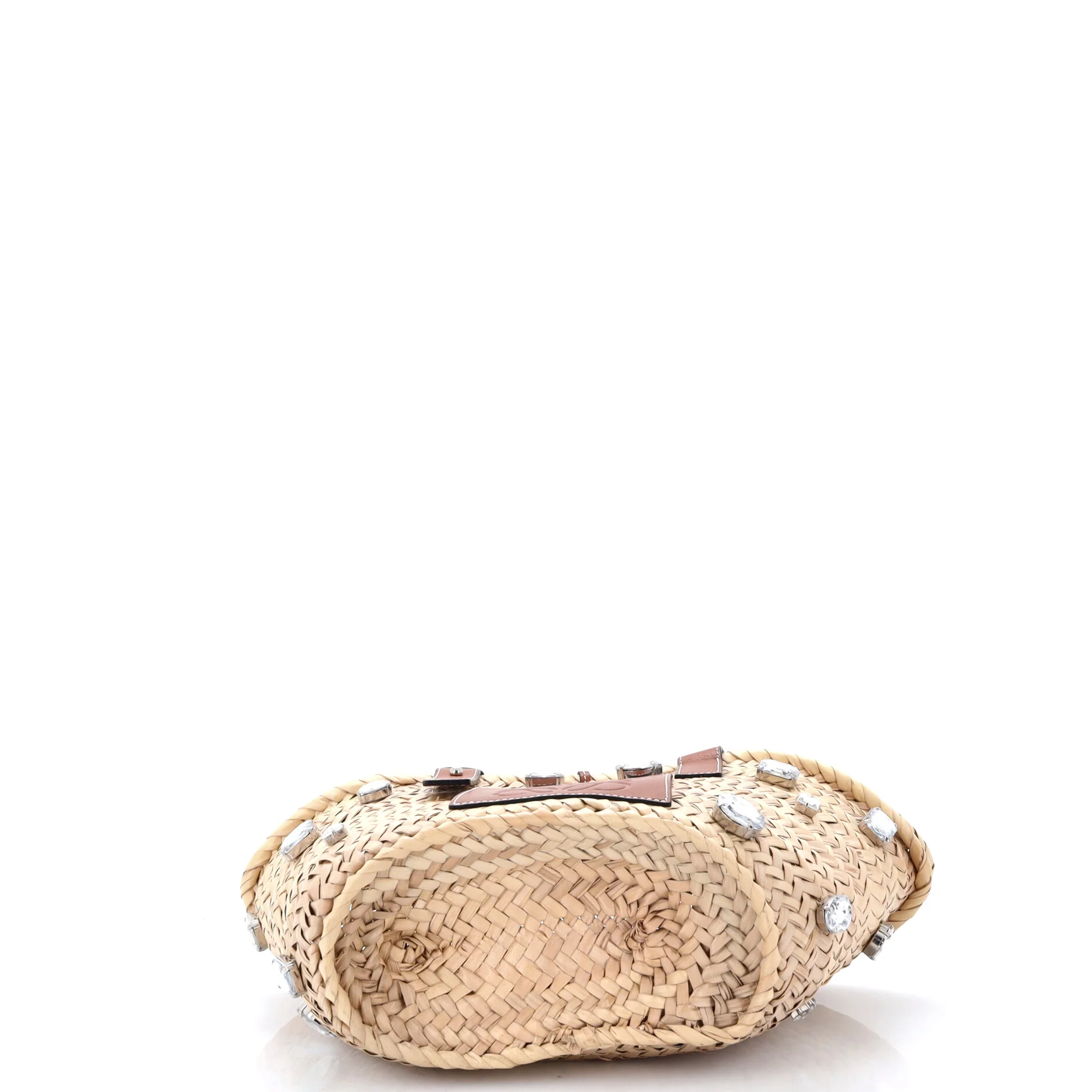Basket Tote Crystal Embellished Raffia Small - Image 8