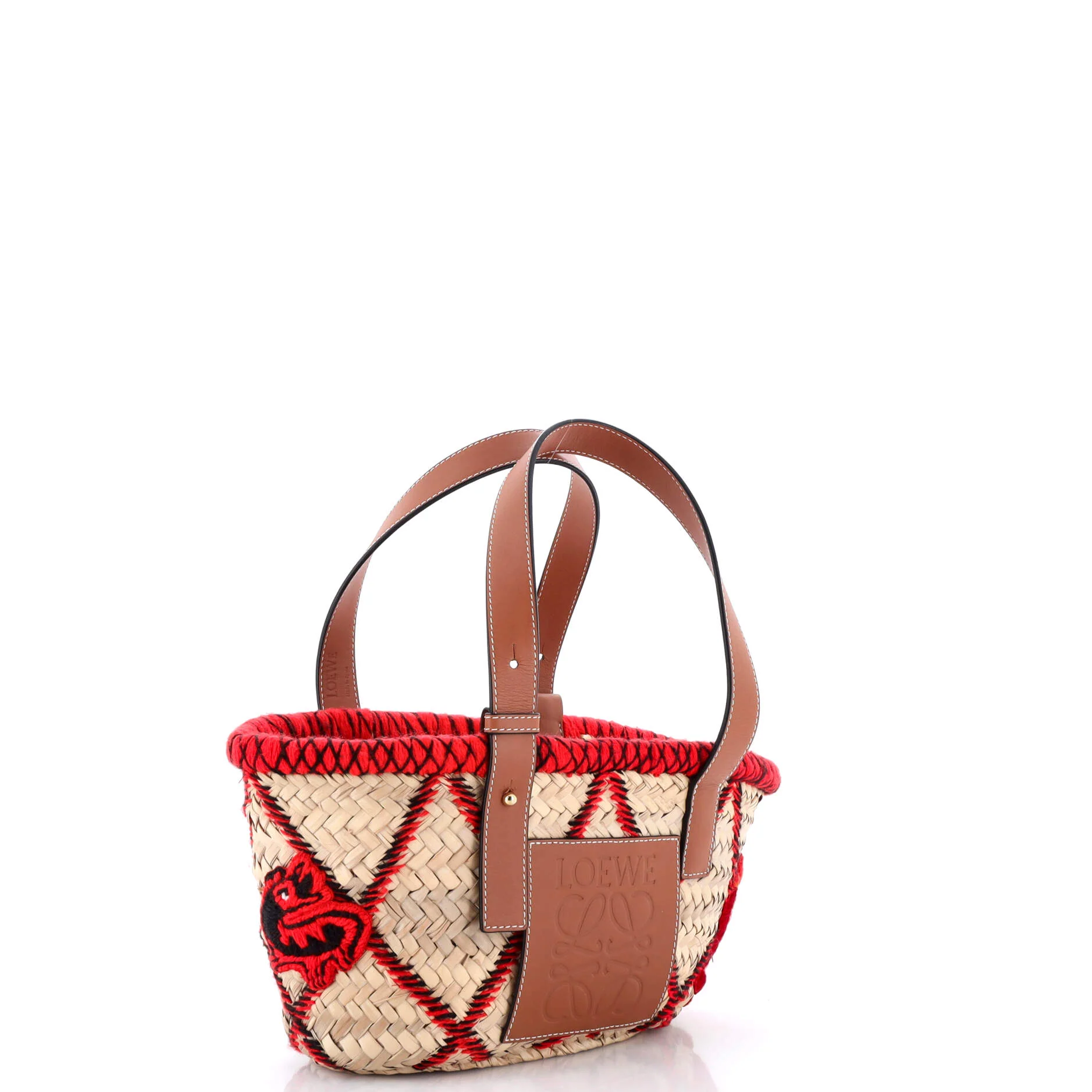 Basket Tote Embroidered Raffia Medium - Image 2