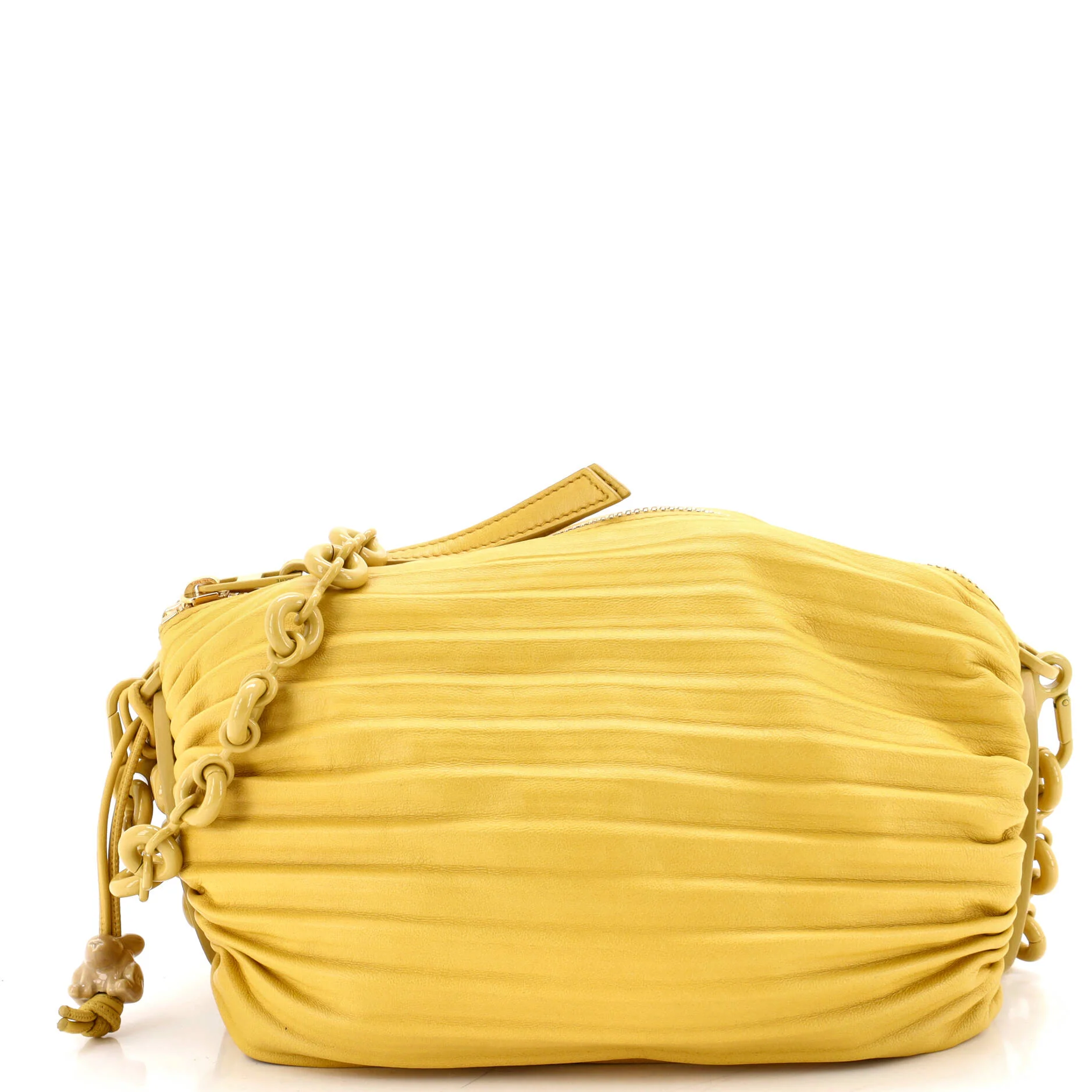 Bracelet Chain Pouch Shoulder Bag Pleated Leather
