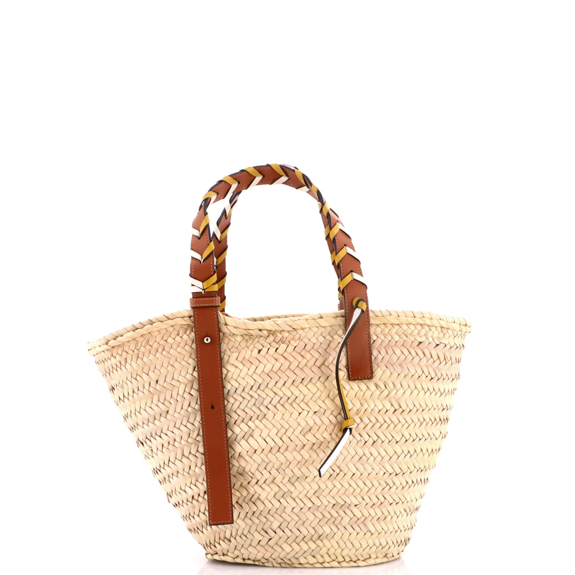 Braided Handle Basket Tote Raffia Medium - Image 3