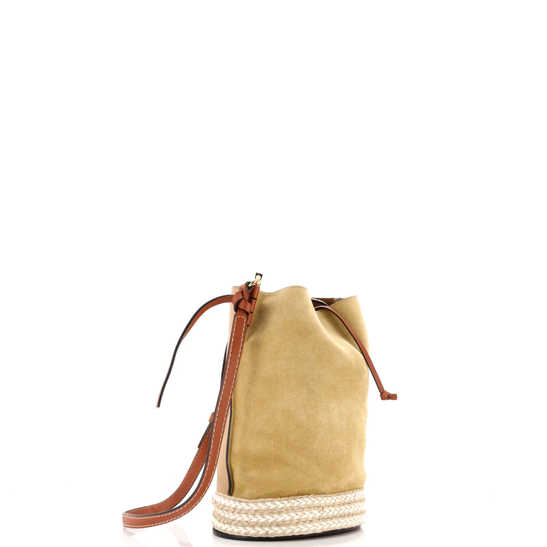 Gate Bucket Bag Leather and Suede with Raffia Medium - Image 2