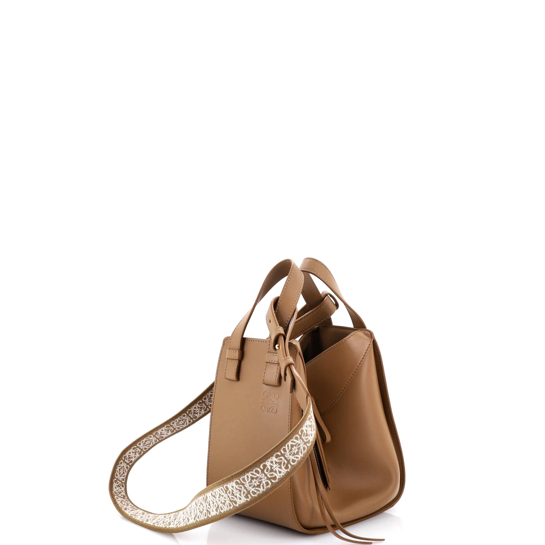 Monochrome Hammock Bag Leather with Logo Jacquard Strap Compact - Image 2