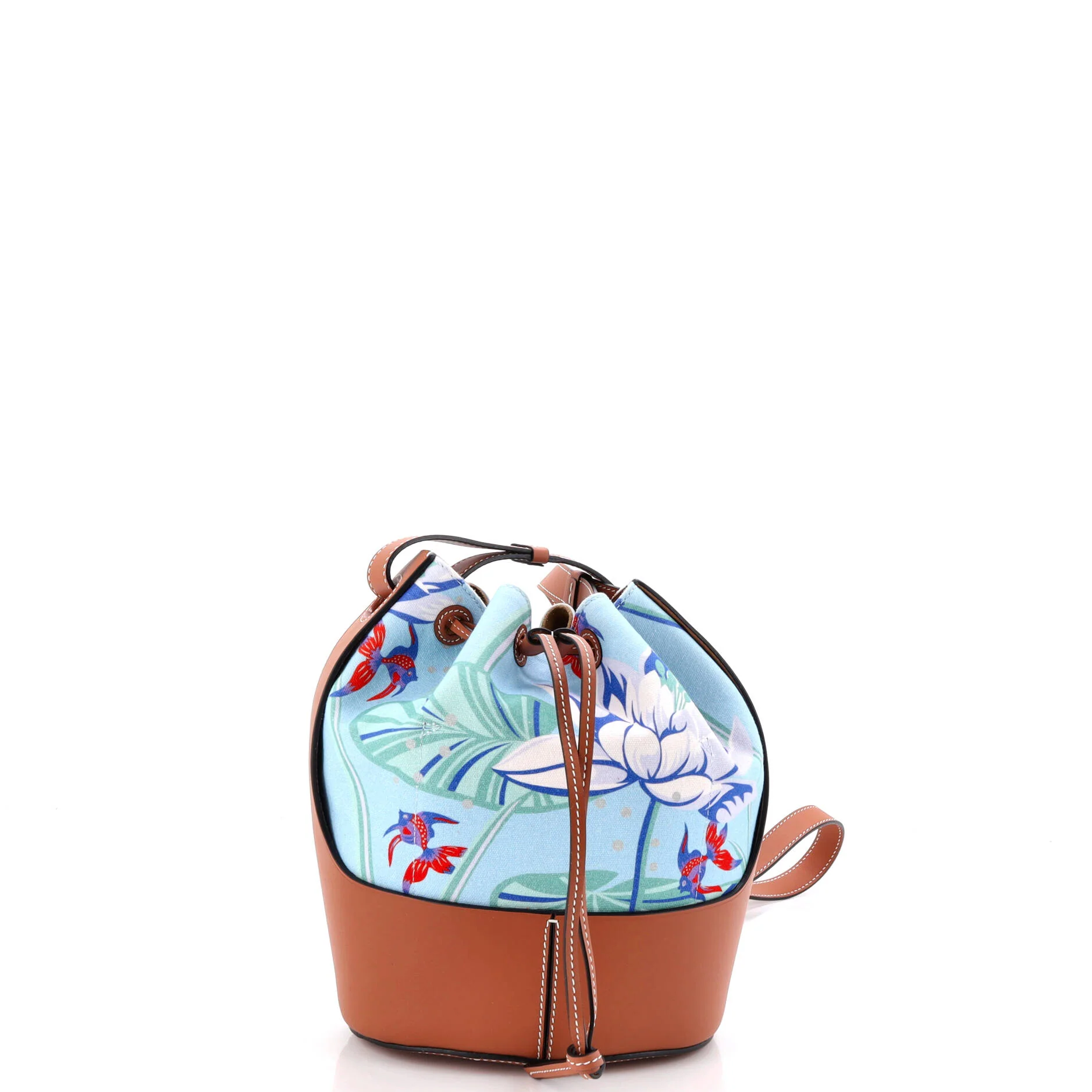Paula's Ibiza Balloon Bucket Bag Printed Canvas and Leather Small - Image 3