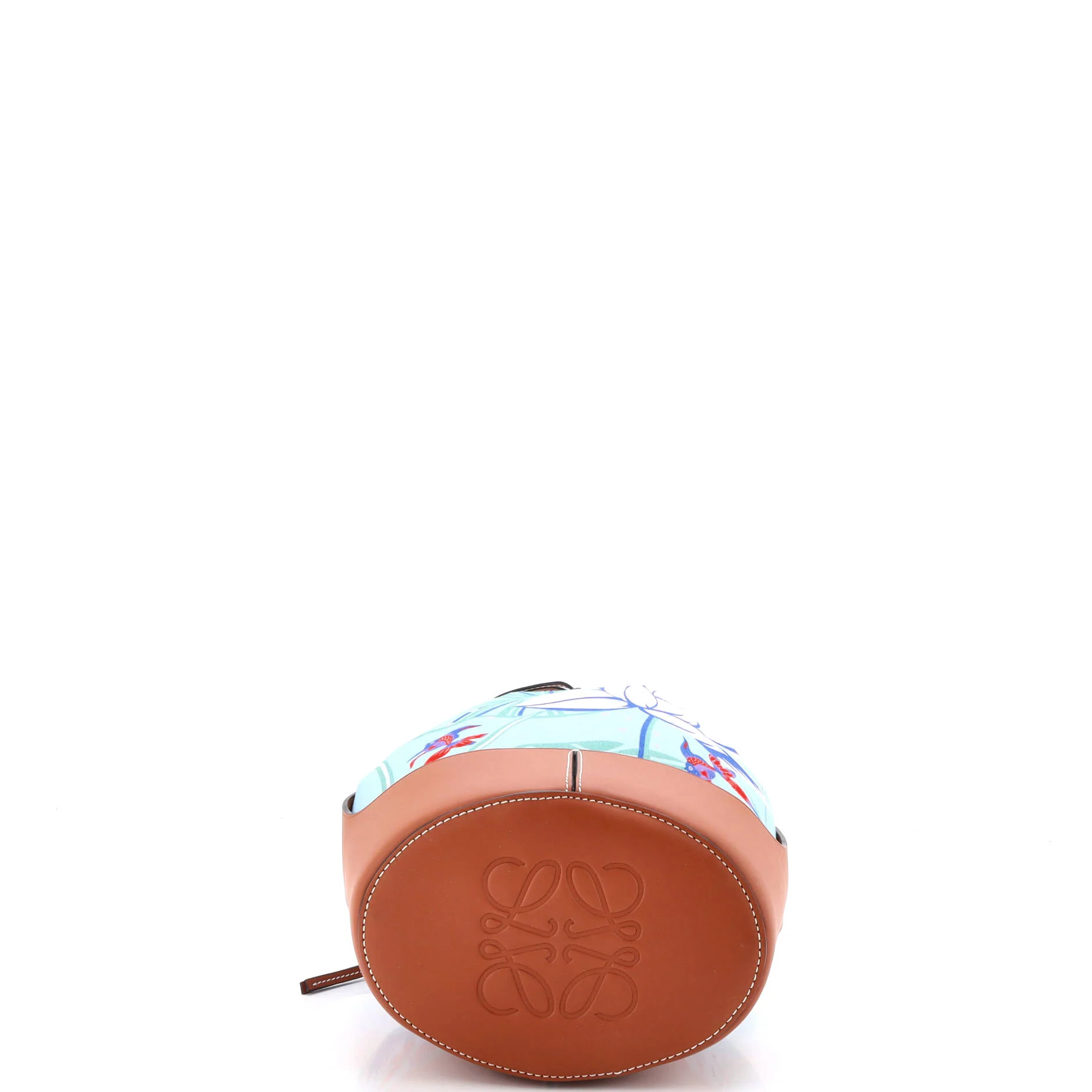 Paula's Ibiza Balloon Bucket Bag Printed Canvas and Leather Small - Image 4