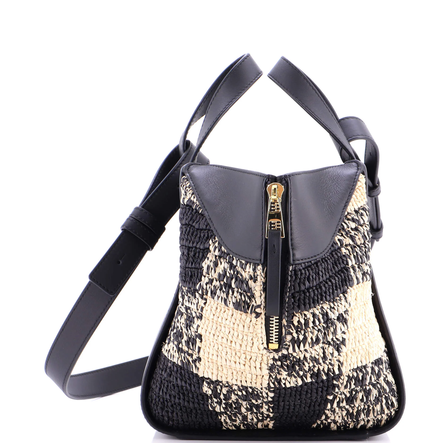 Paula's Ibiza Hammock Bag Raffia and Leather Compact