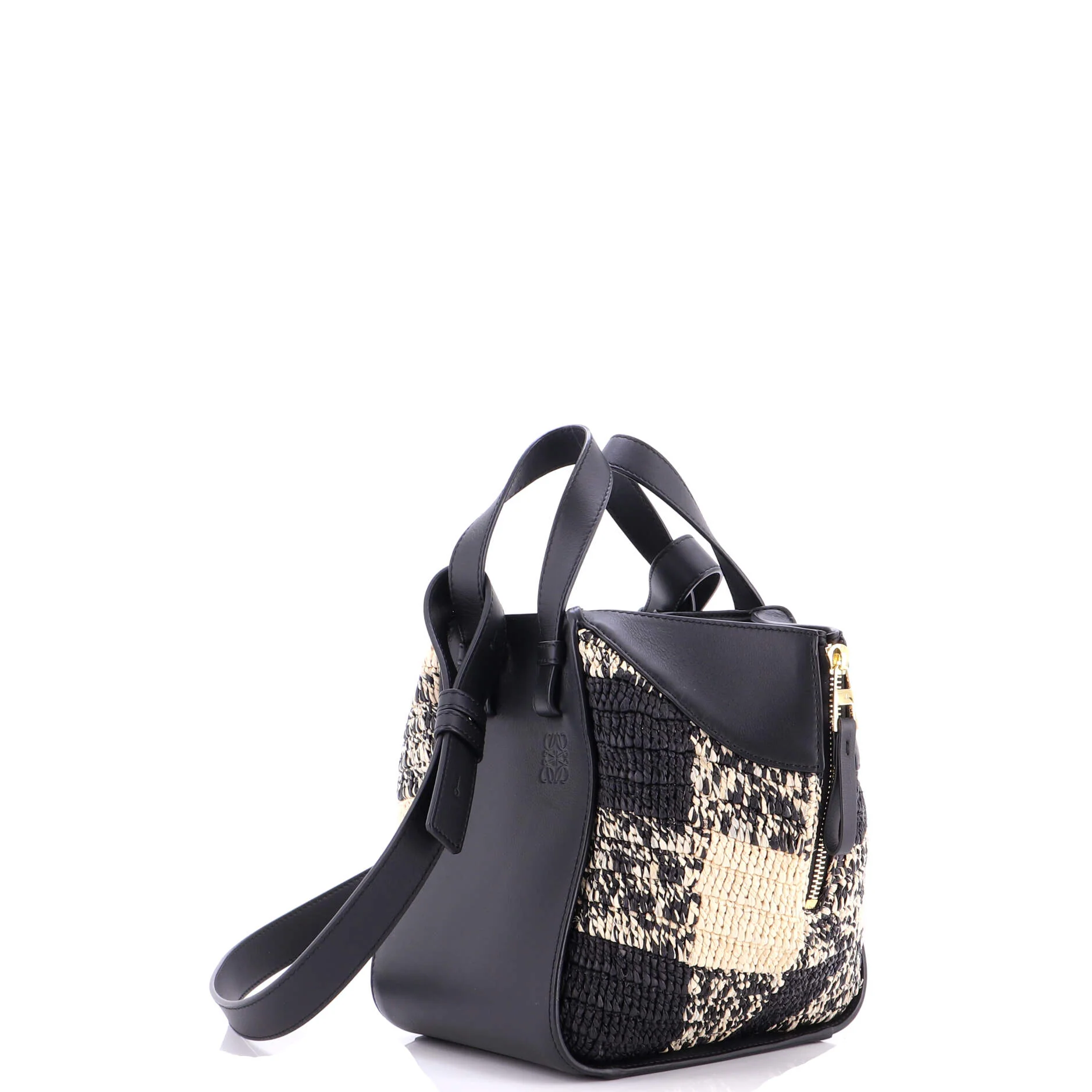 Paula's Ibiza Hammock Bag Raffia and Leather Compact - Image 2