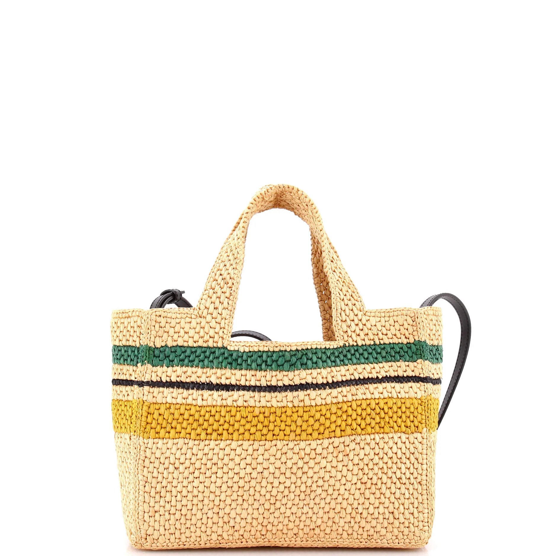 Paula's Ibiza Logo Convertible Tote Raffia Small - Image 3