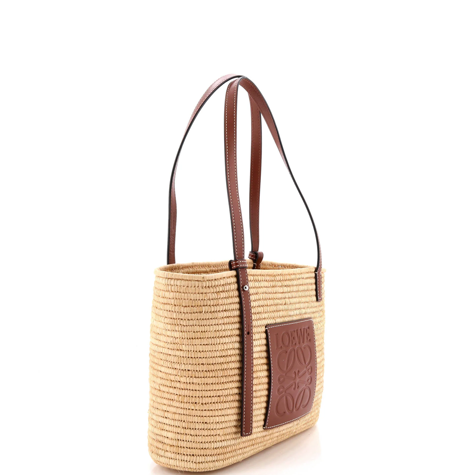 Square Basket Tote Woven Raffia Small - Image 2