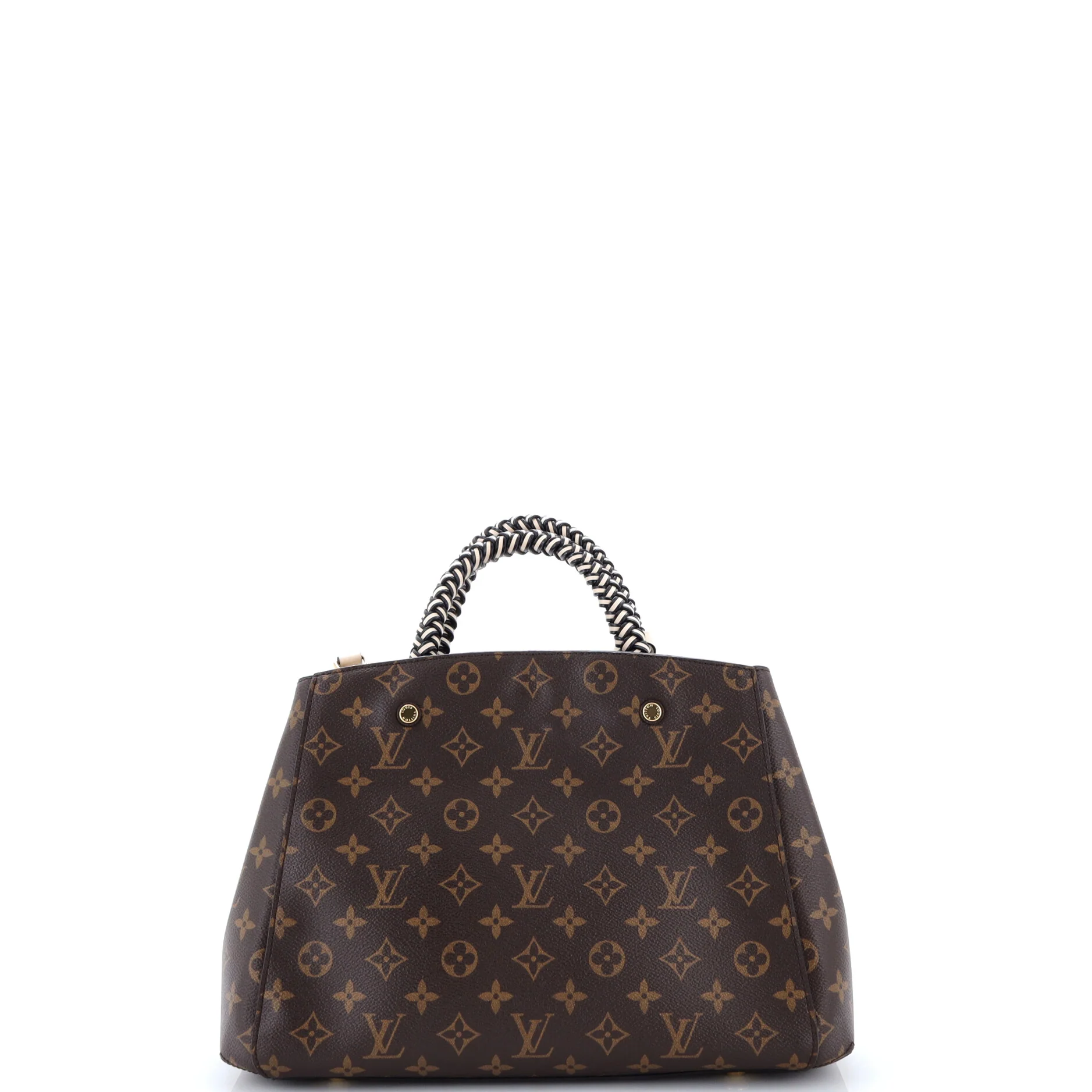 Braided Handle Montaigne Handbag Monogram Canvas MM - Image 3
