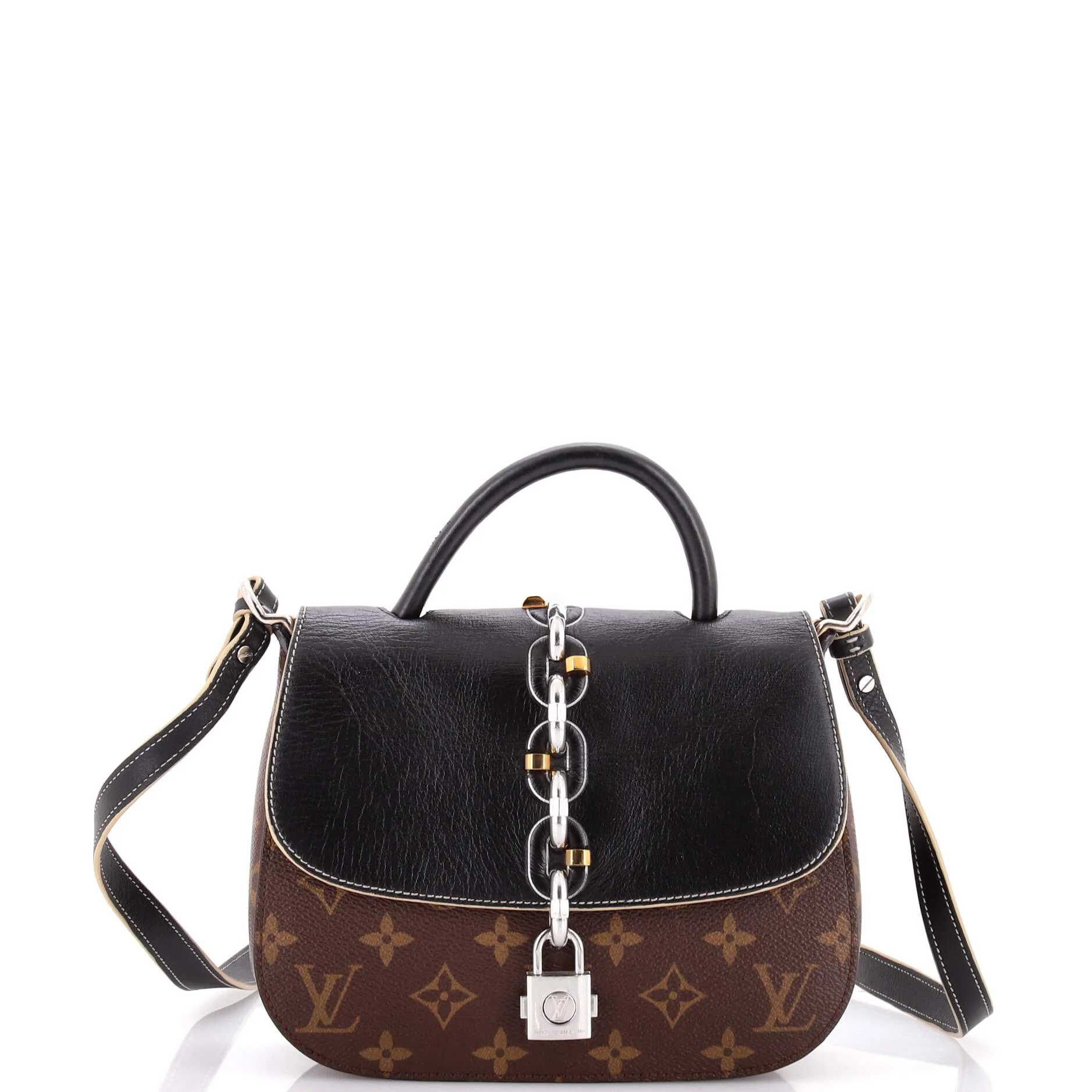 Chain It Handbag Monogram Canvas with Leather PM