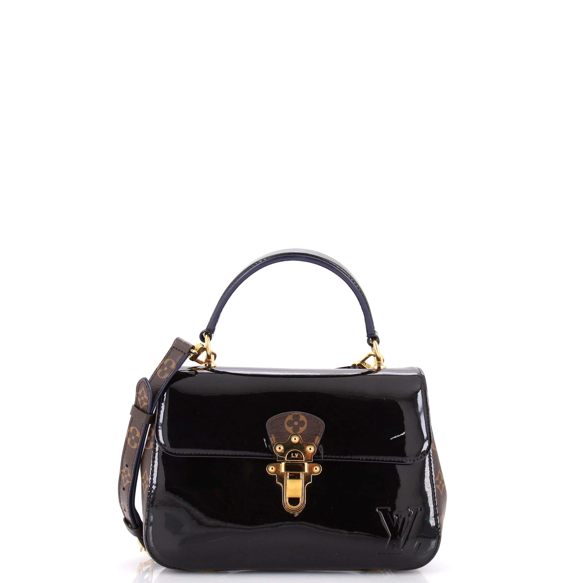 Cherrywood Handbag Vernis with Monogram Canvas PM