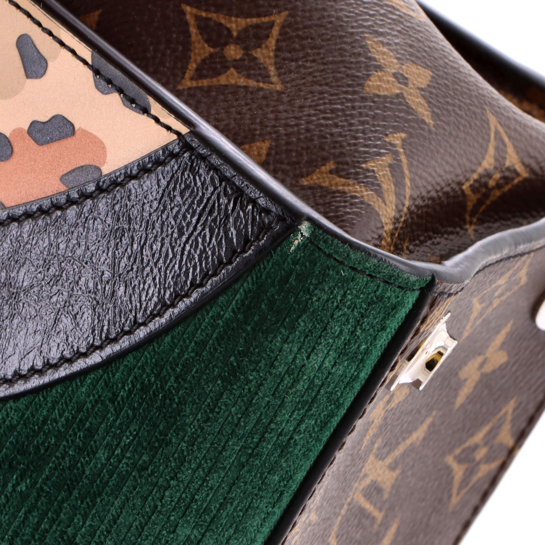 City Steamer Handbag Corduroy and Printed Leather with Monogram Canvas PM - Image 6