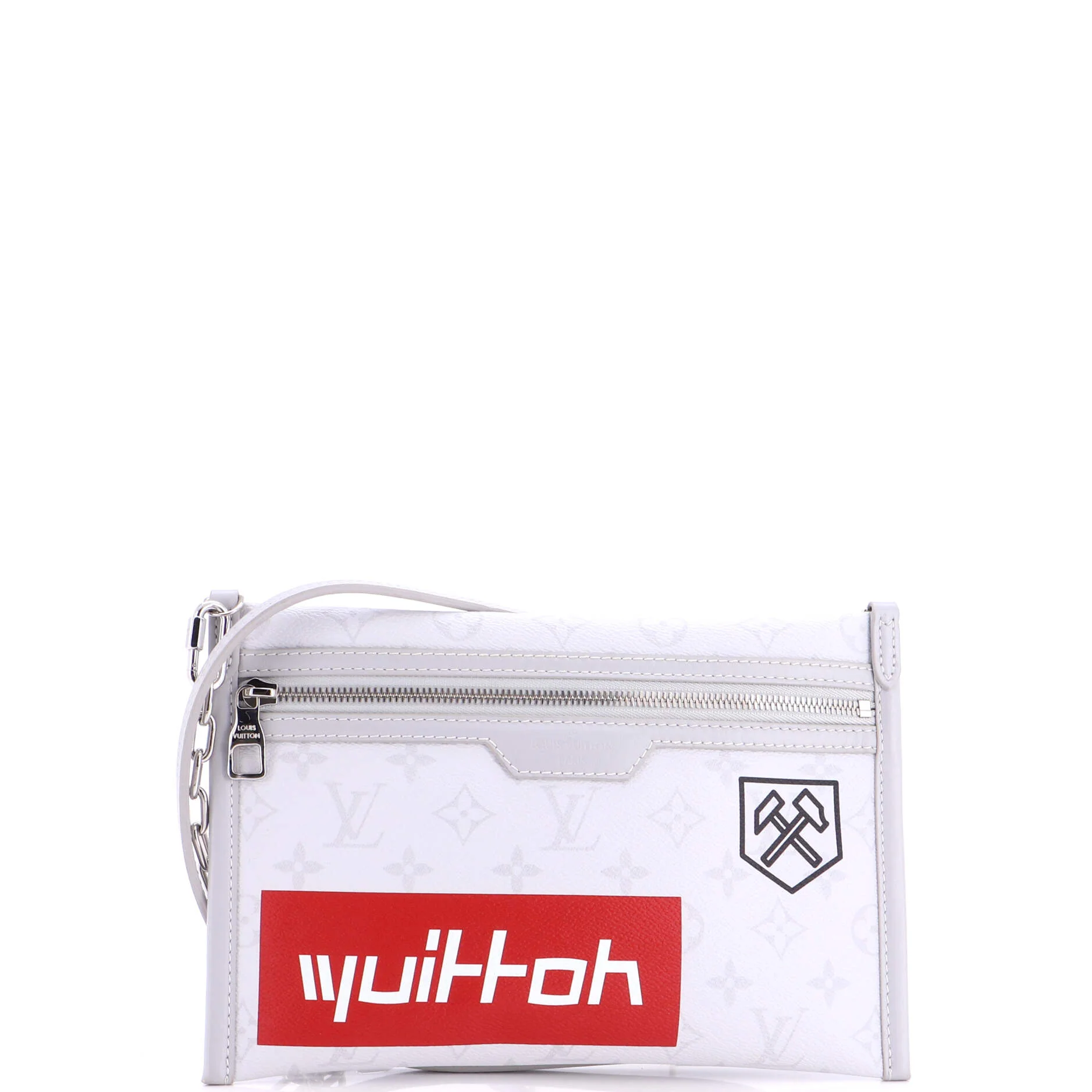 Double Flat Messenger Bag Limited Edition Logo Story Monogram Canvas and Denim