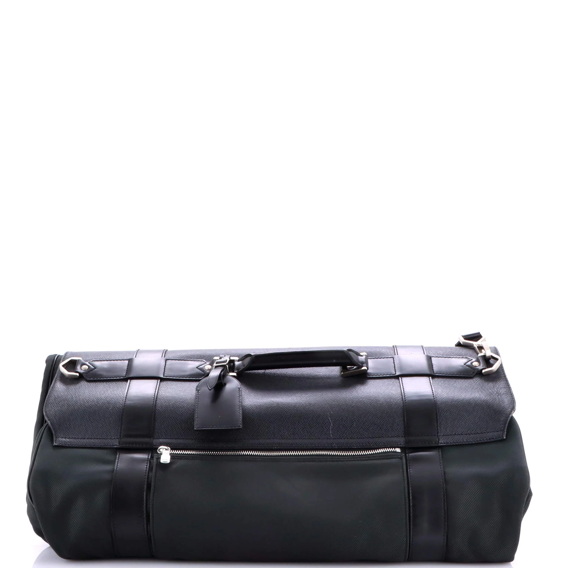 Garment Carrier Bag Nylon with Taiga Leather Two Hangers - Image 3