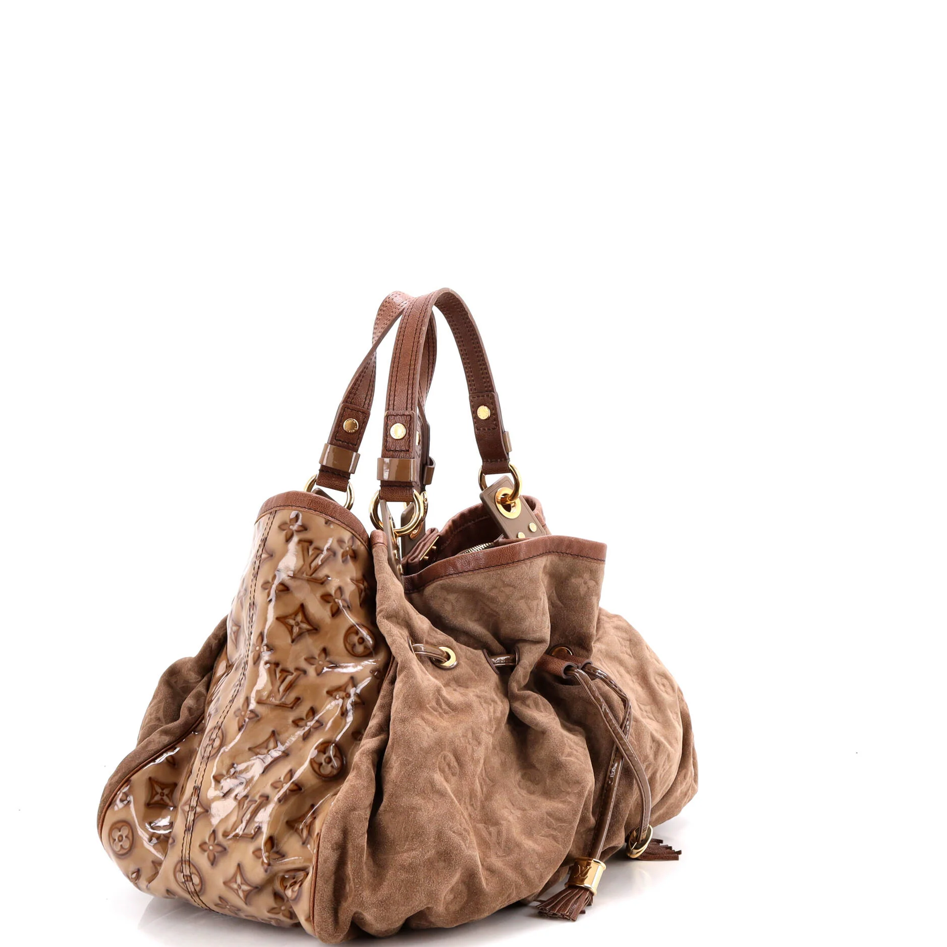 Irene Handbag Monogram Embossed Suede and Patent - Image 2