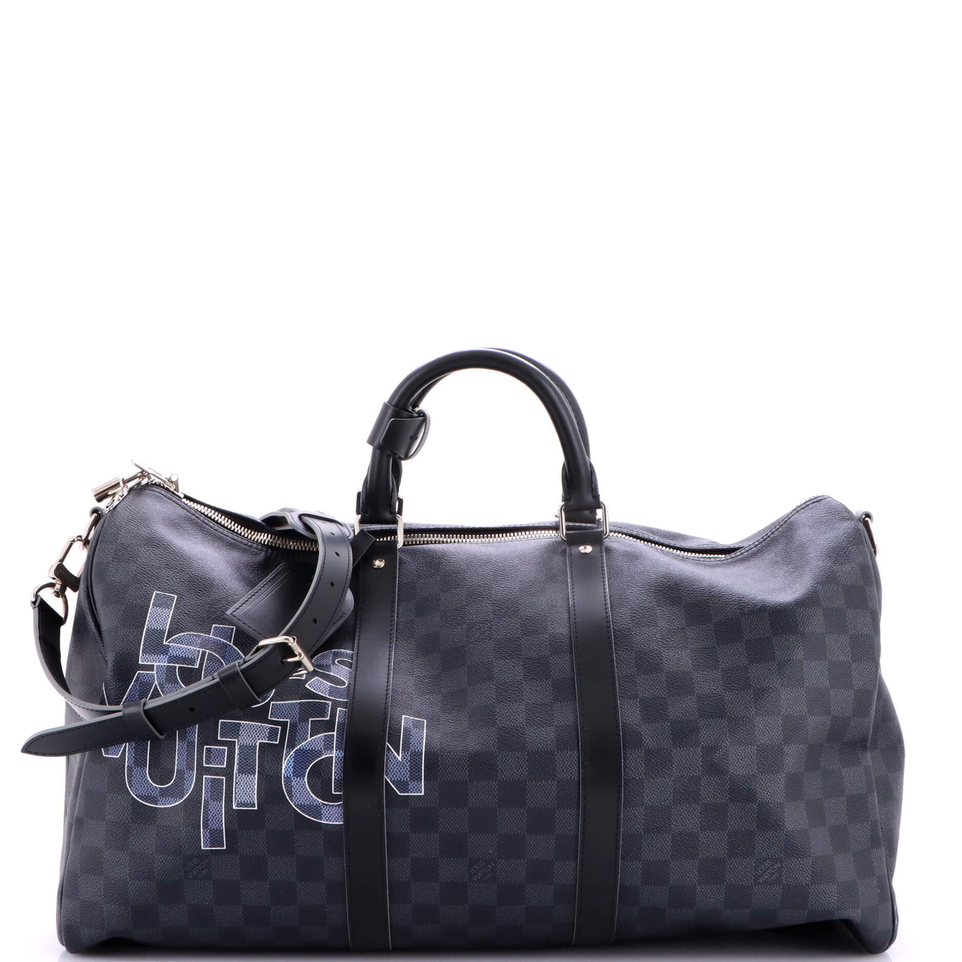Keepall Bandouliere Bag Limited Edition Interlinked Logo Damier Graphite 50