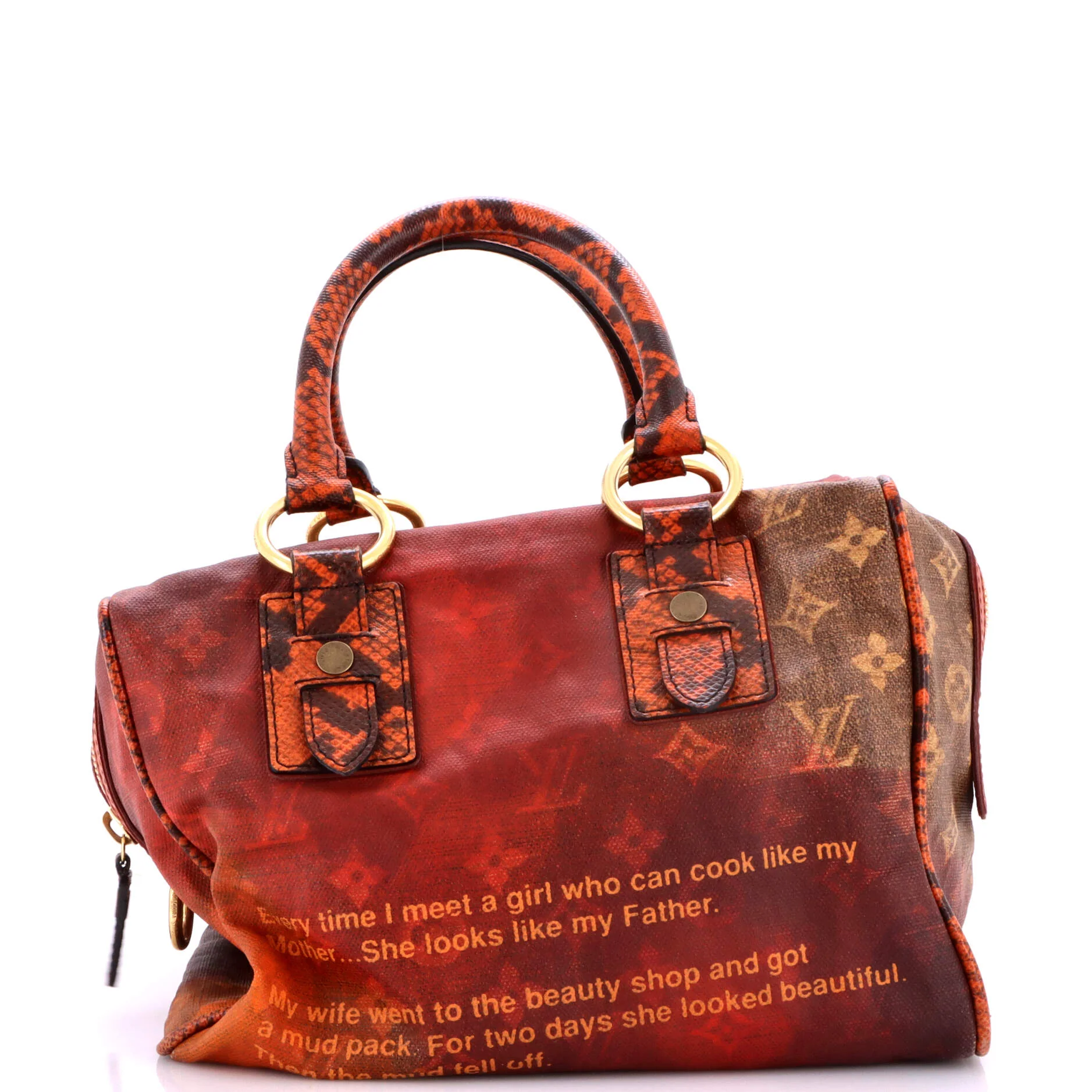 Mancrazy Jokes Handbag Monogram Canvas and Snakeskin
