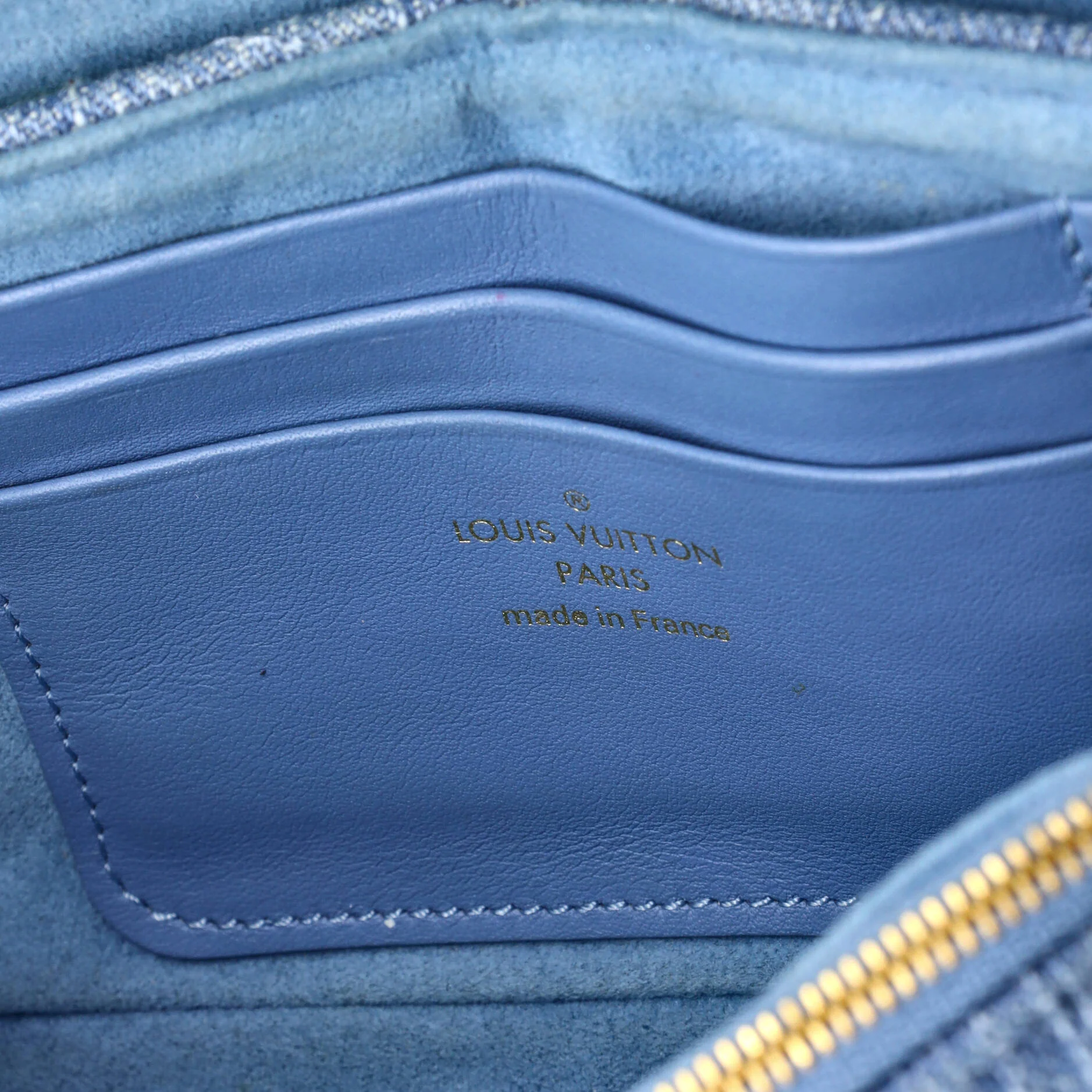 New Wave Chain Pochette Monogram Embroidered Quilted Denim - Image 7