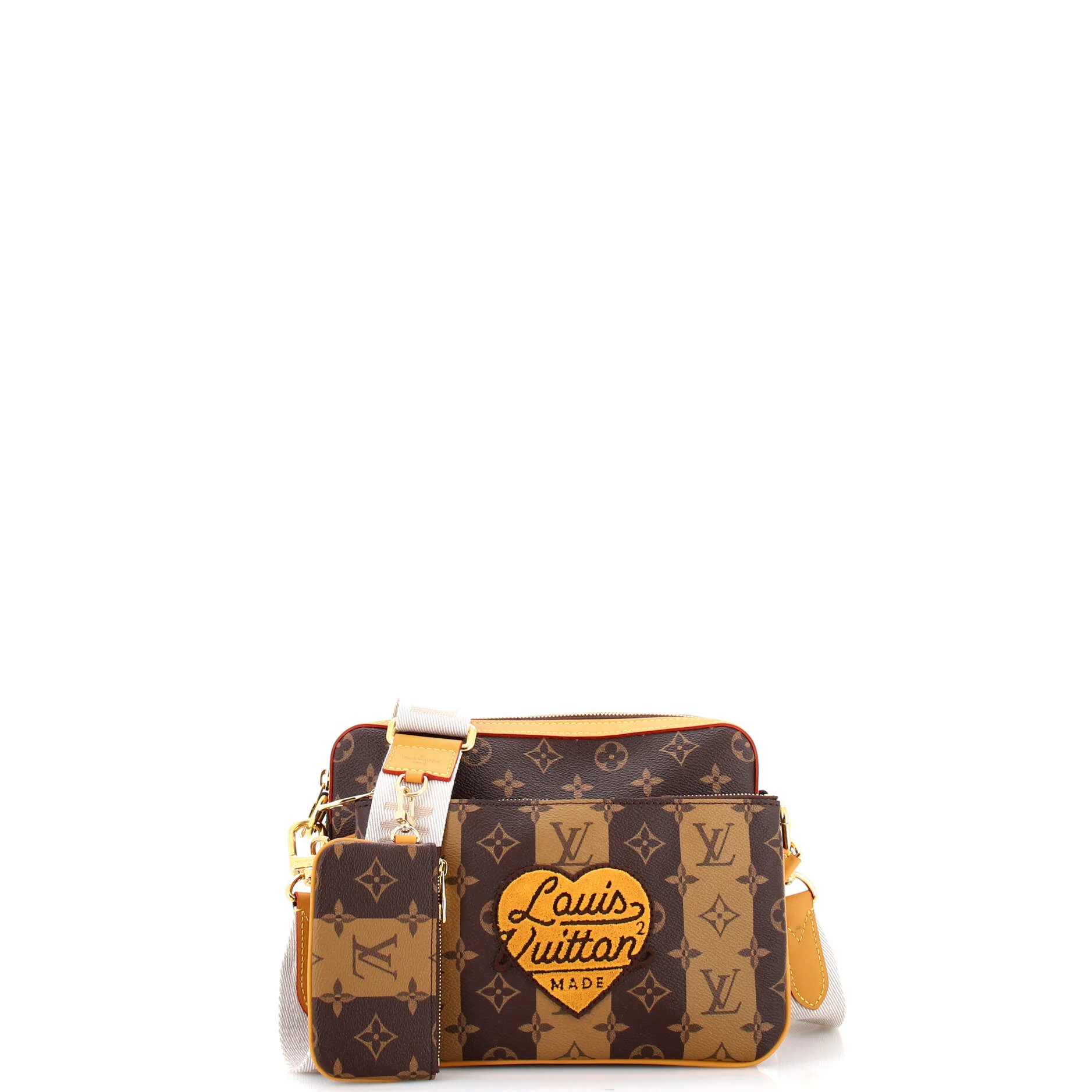 Nigo Trio Messenger Bag Limited Edition Stripes Monogram Canvas - Image 2