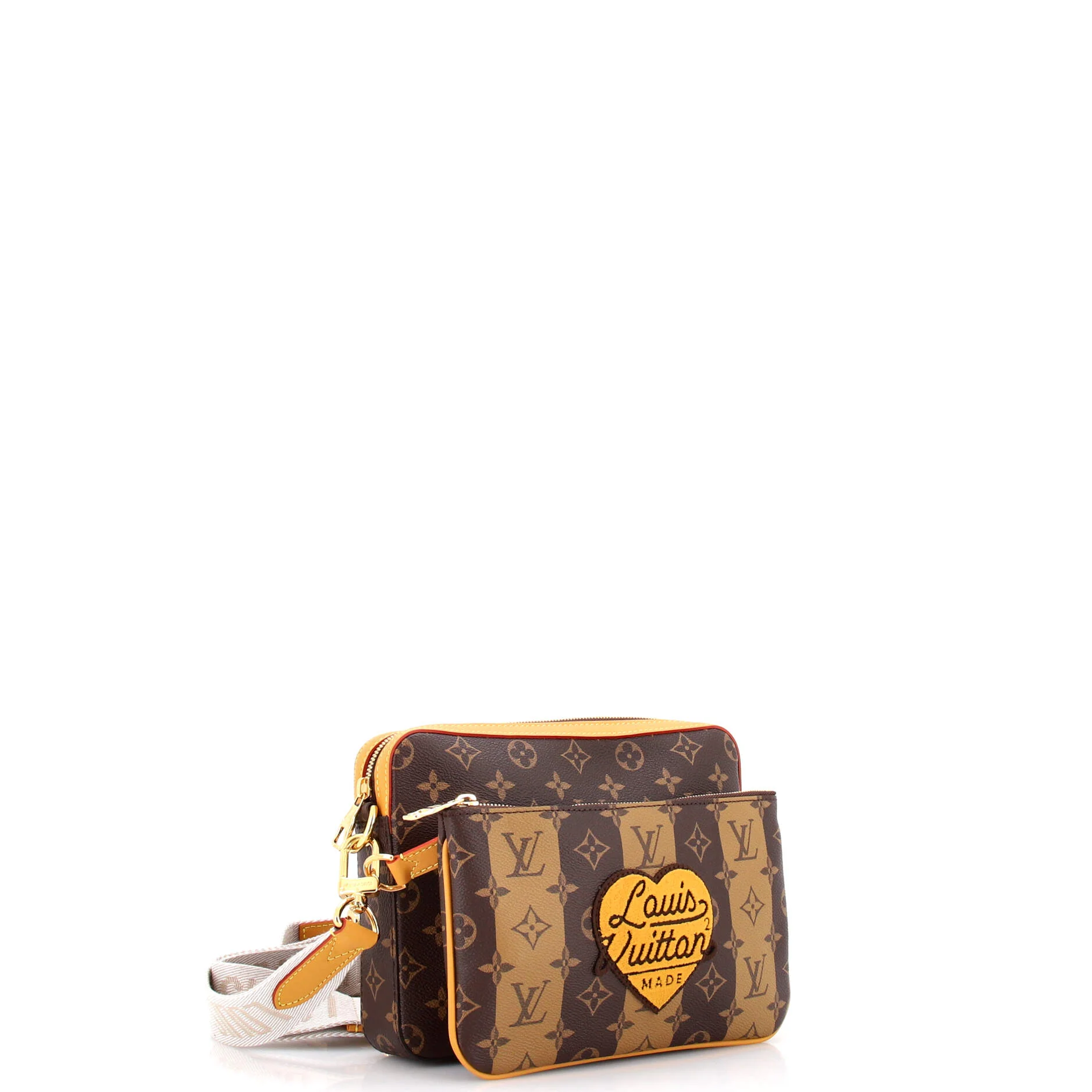 Nigo Trio Messenger Bag Limited Edition Stripes Monogram Canvas - Image 3
