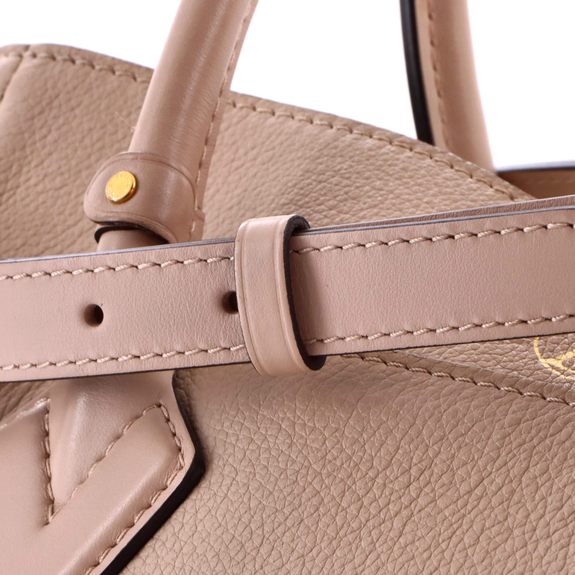 On My Side Tote Leather with Monogram Canvas MM - Image 7