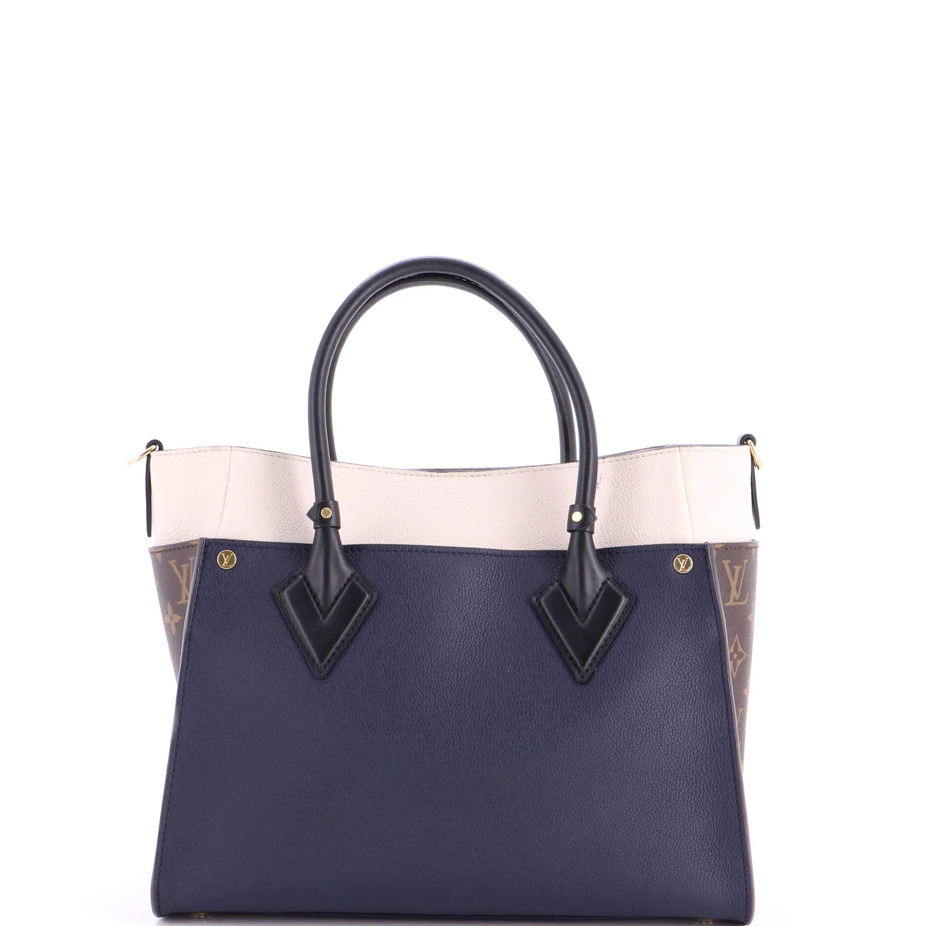 On My Side Tote Leather with Monogram Canvas MM - Image 3