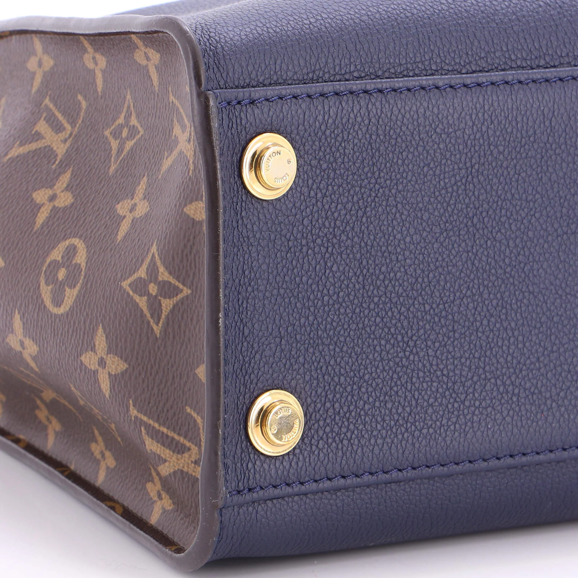 On My Side Tote Leather with Monogram Canvas MM - Image 6
