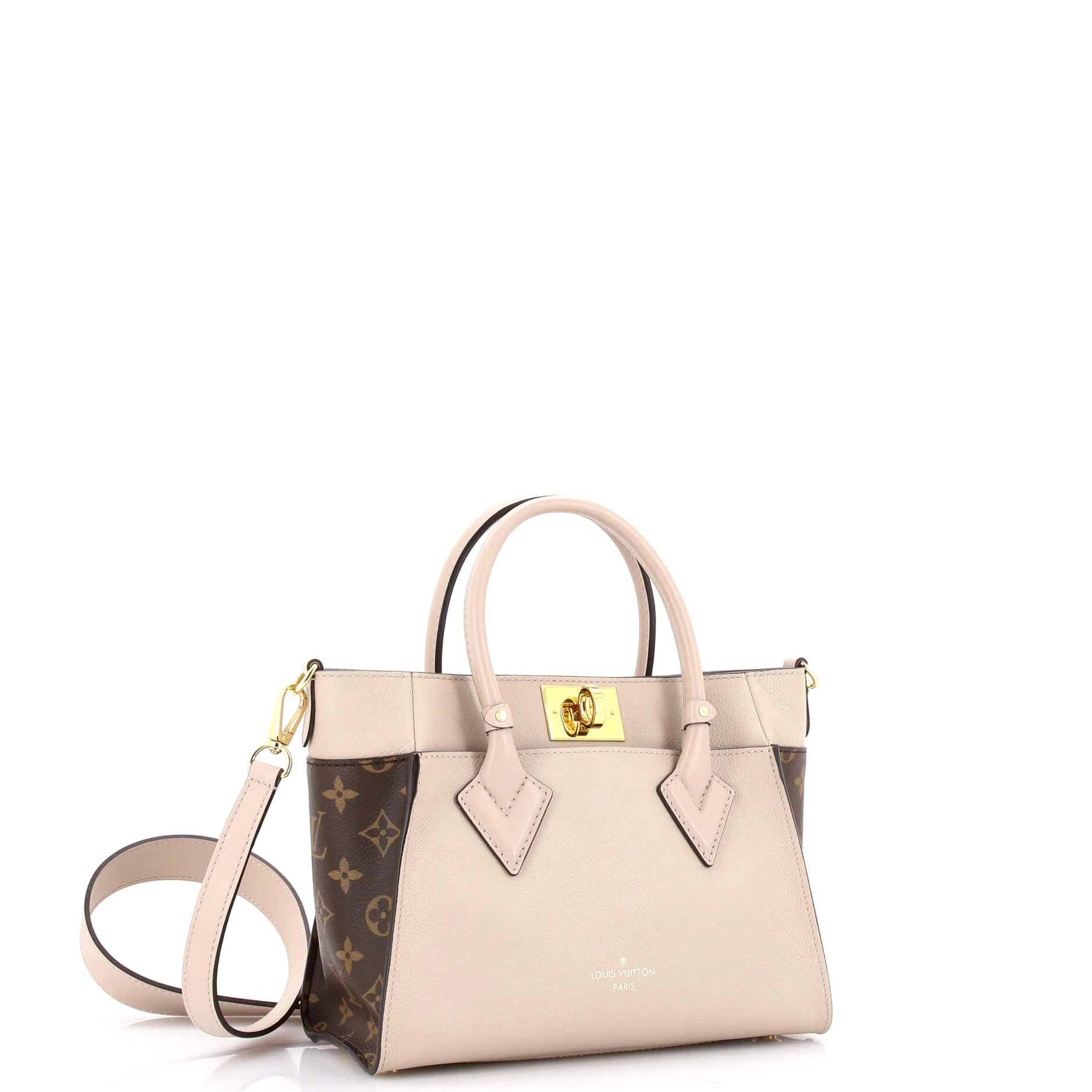 On My Side Tote Leather with Monogram Canvas PM - Image 2