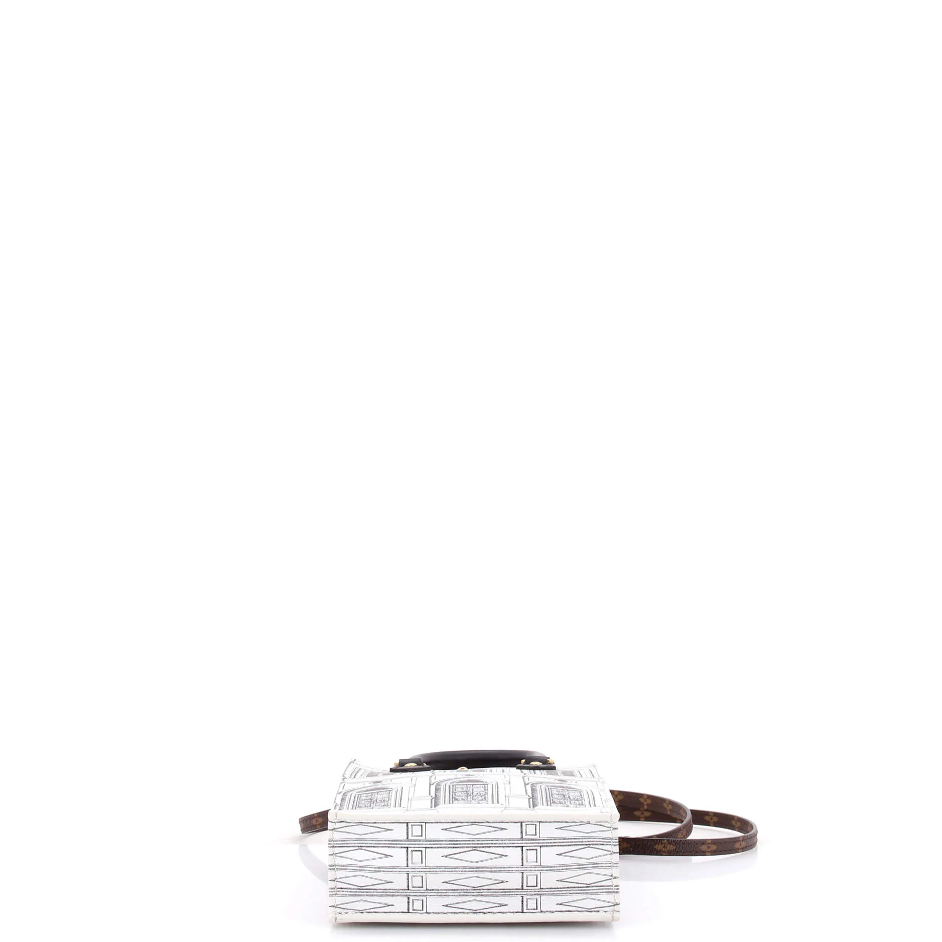 Petit Sac Plat Bag Limited Edition Fornasetti Architettura Print Leather and Monogram Canvas - Image 4