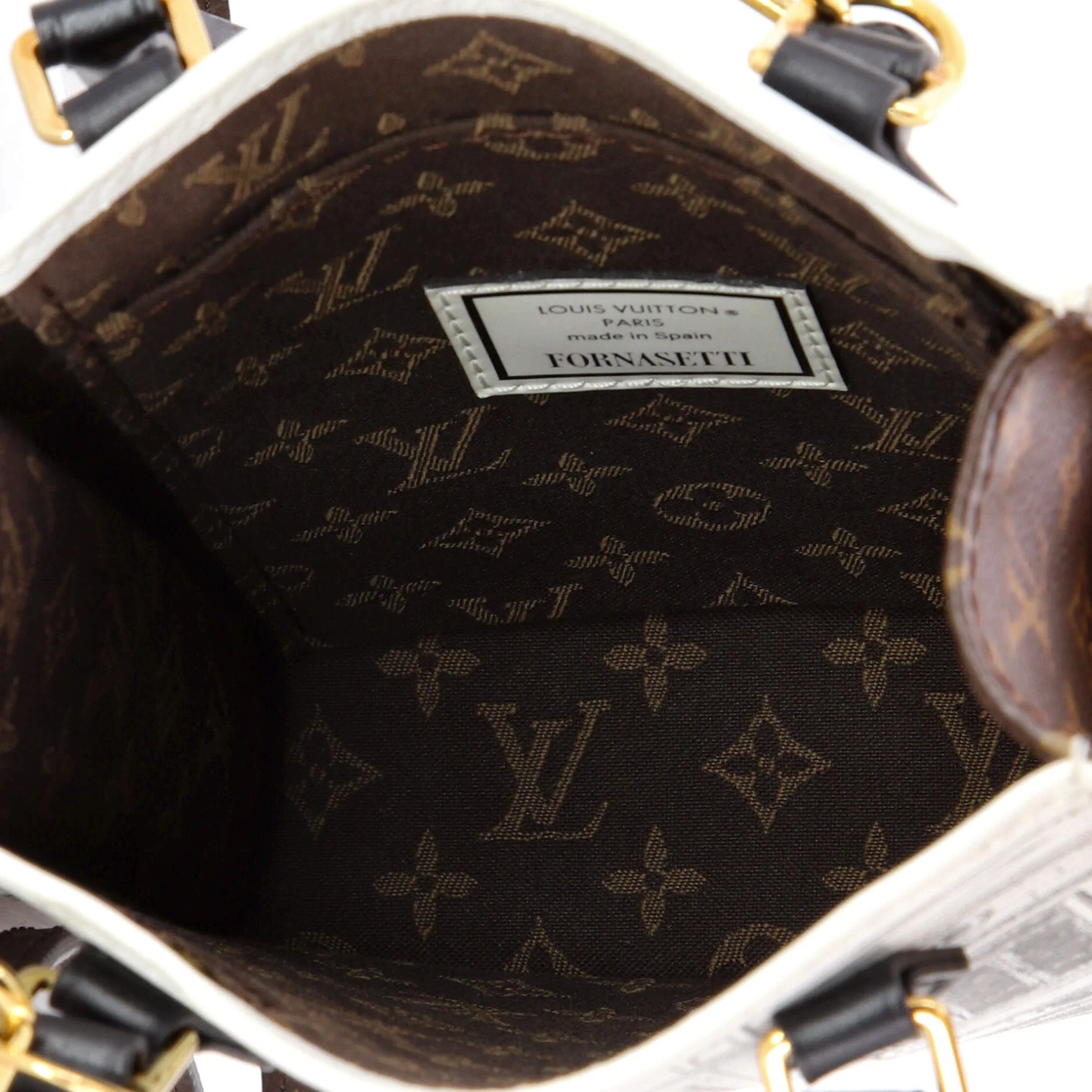 Petit Sac Plat Bag Limited Edition Fornasetti Architettura Print Leather and Monogram Canvas - Image 5