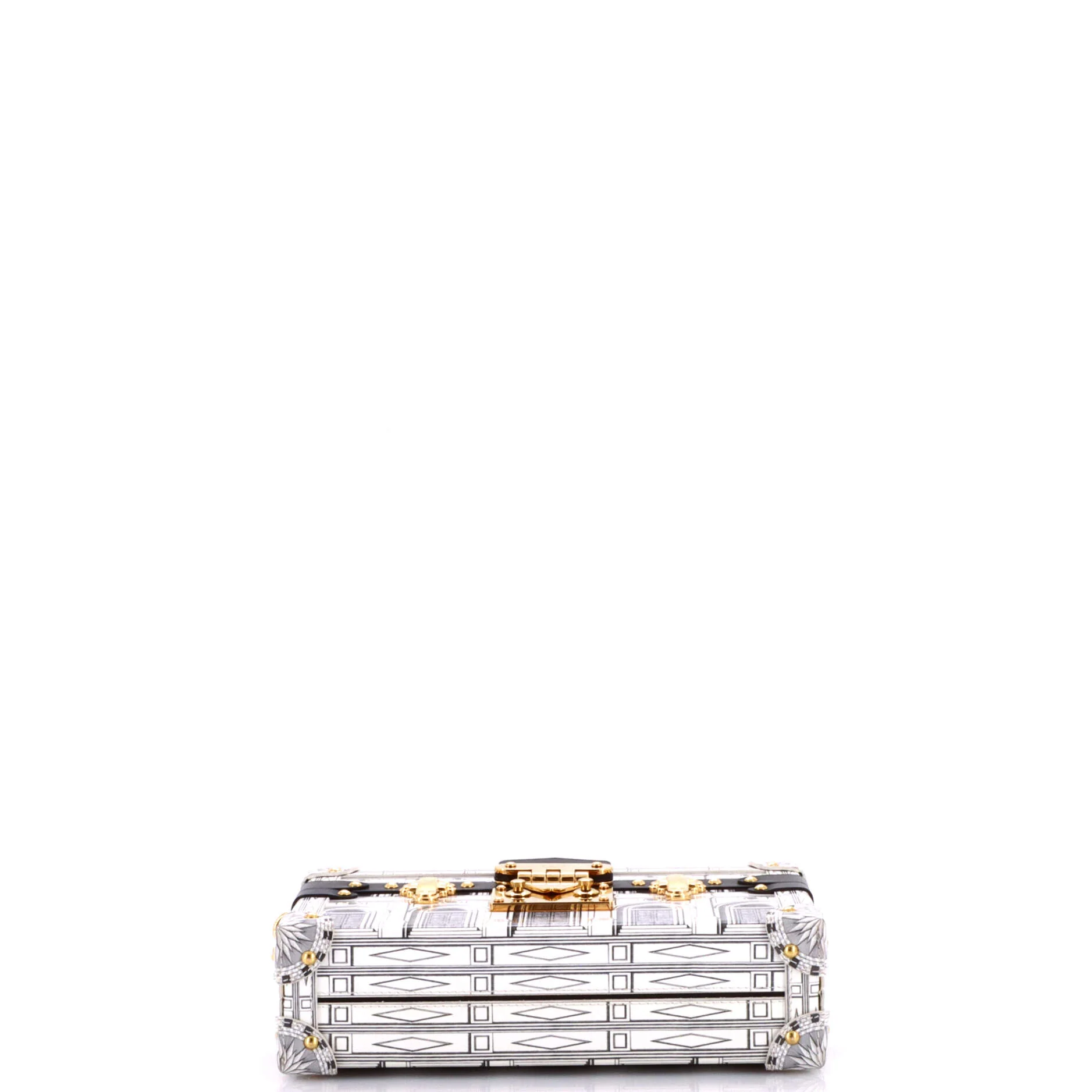Petite Malle Handbag Limited Edition Fornasetti Architettura Print Leather and Monogram Canvas - Image 4