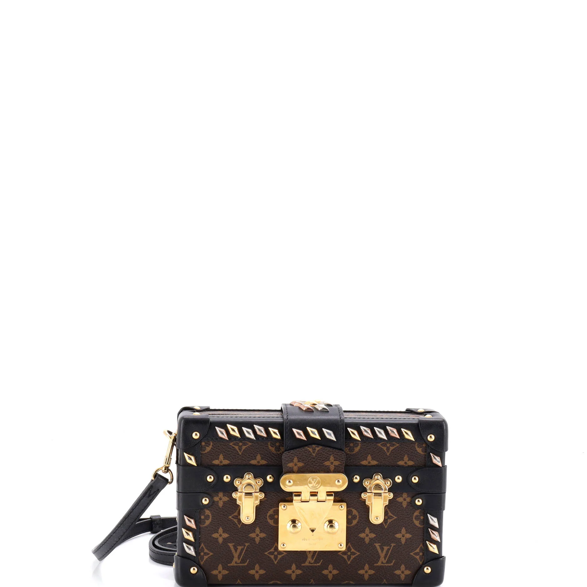 Petite Malle Handbag Studded Monogram Canvas
