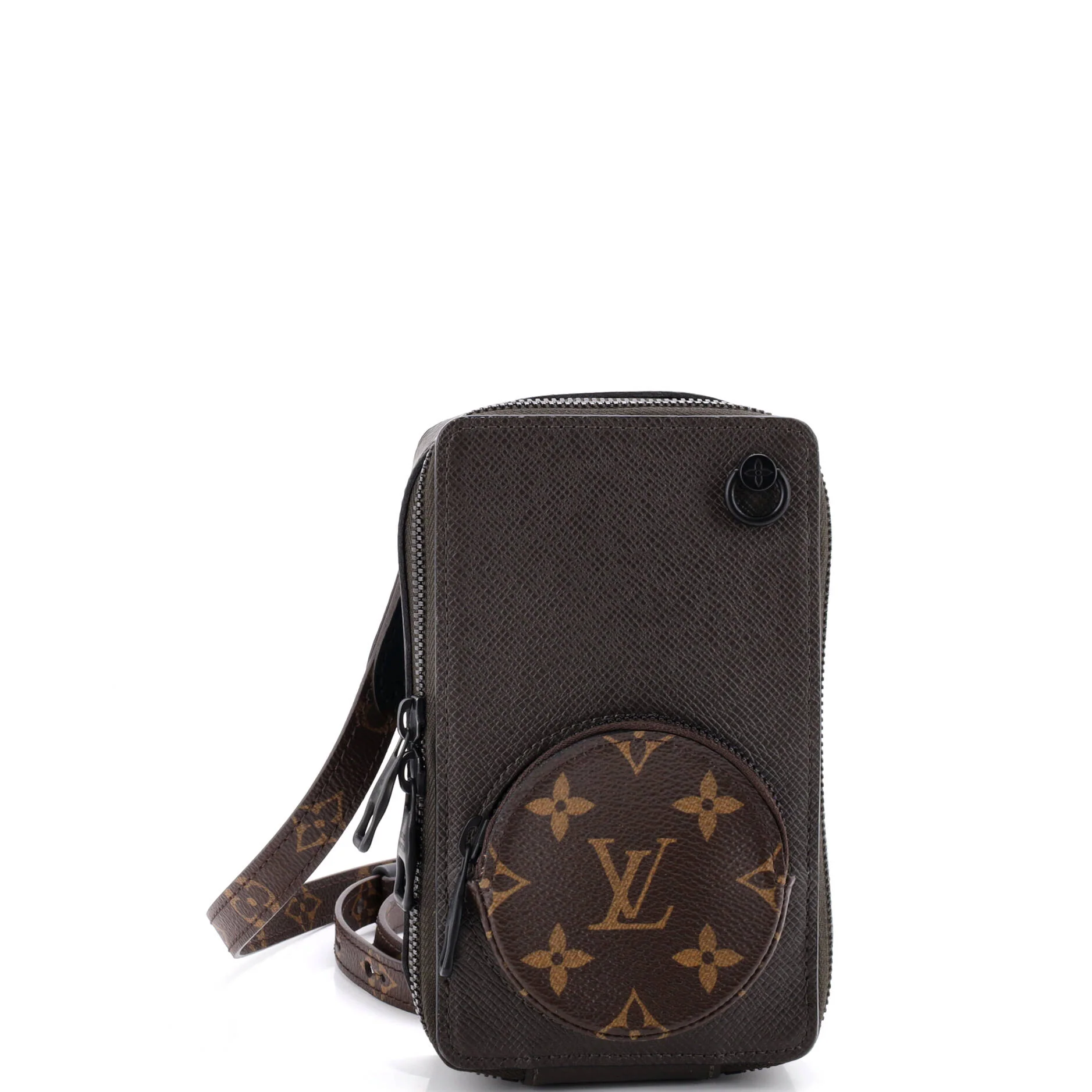 Phone Box Bag Taiga Leather with Monogram Canvas
