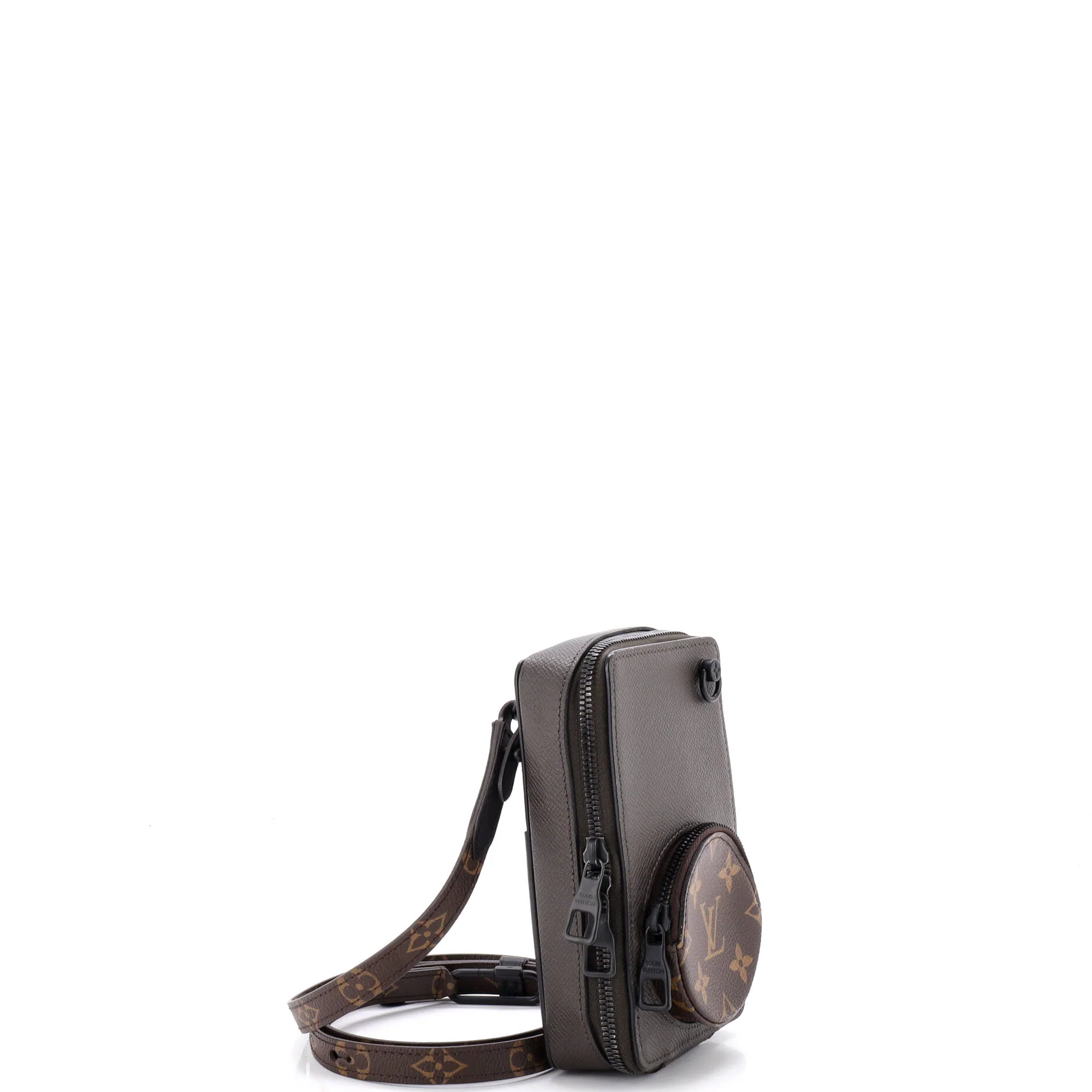 Phone Box Bag Taiga Leather with Monogram Canvas - Image 2