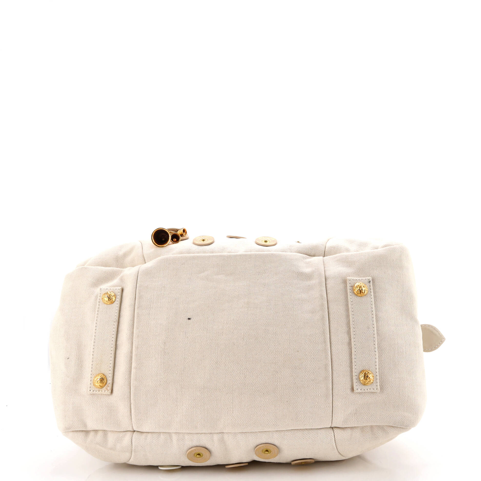 Polka Dot Panama Bowly Handbag Embellished Canvas - Image 4