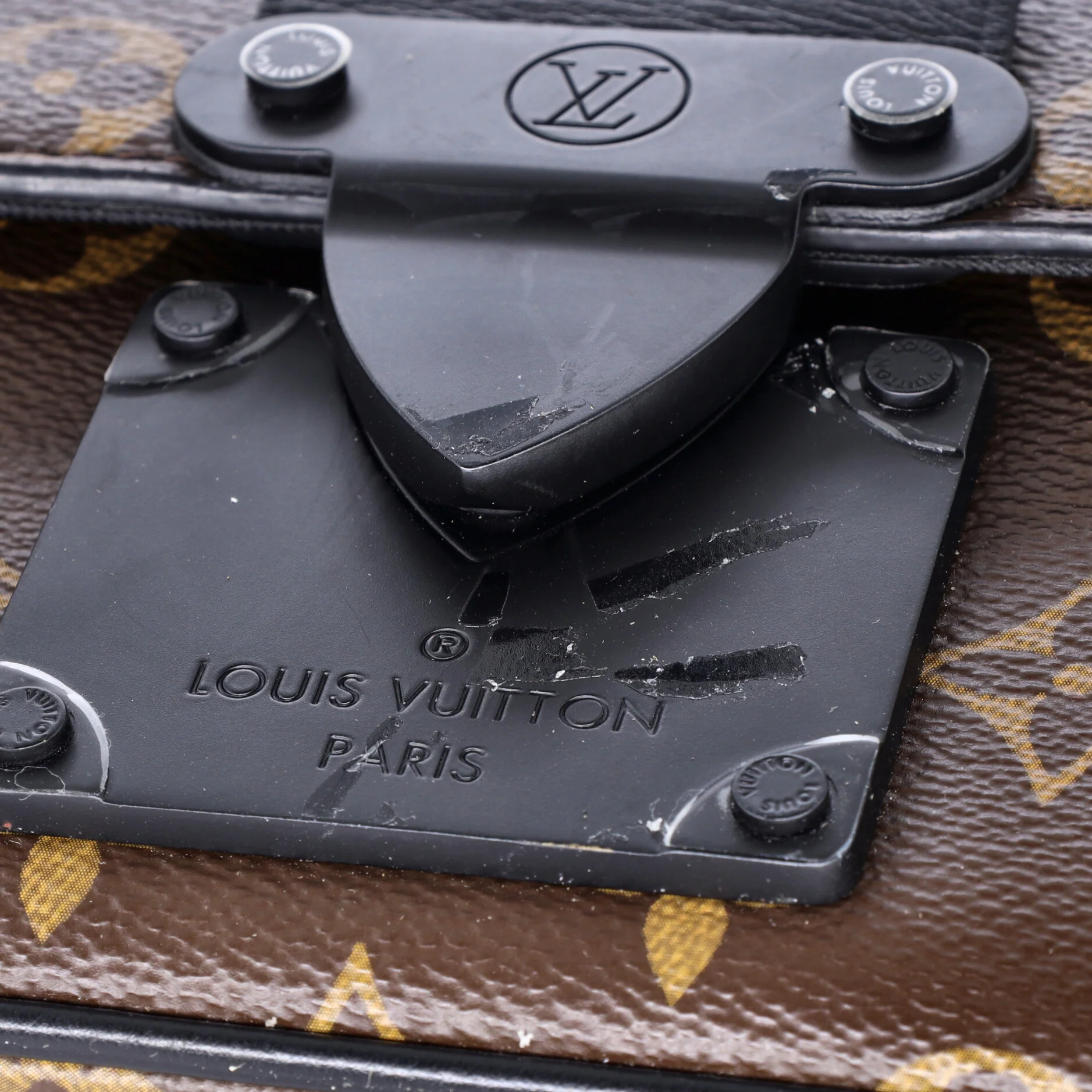 S Lock Sling Bag Macassar Monogram Canvas - Image 14