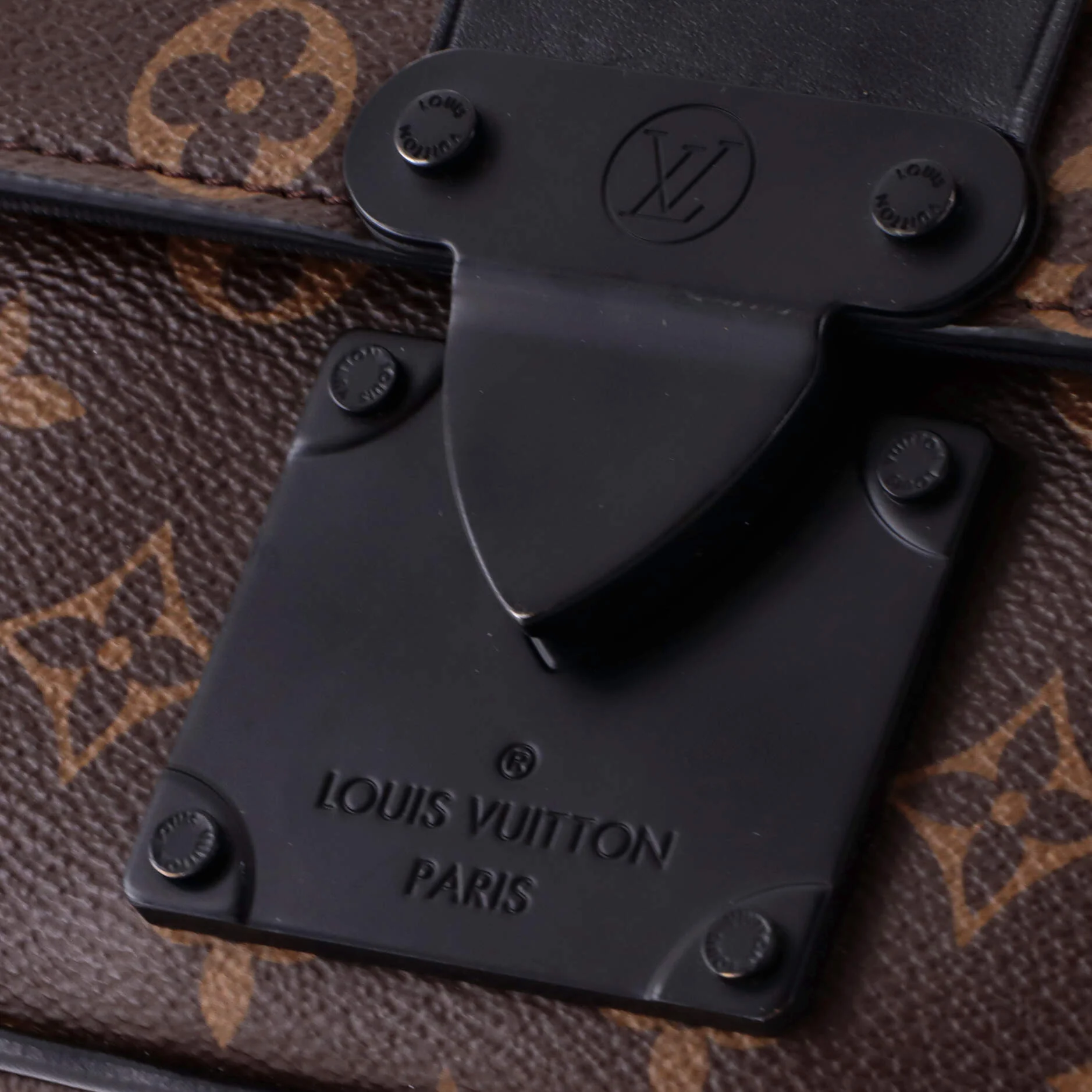 S Lock Sling Bag Macassar Monogram Canvas - Image 7