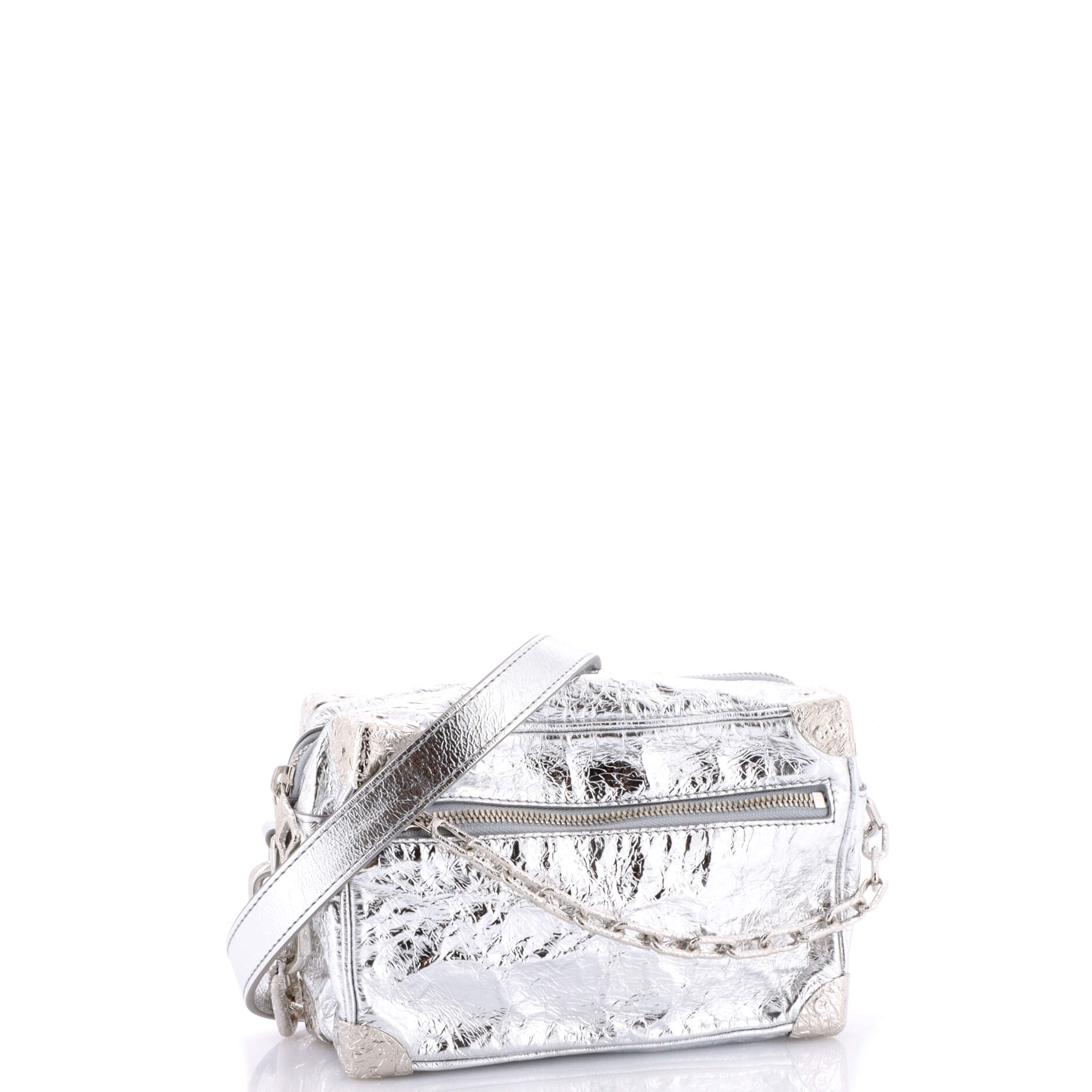 Soft Trunk Bag Crushed Metallic Calfskin Leather Mini - Image 2