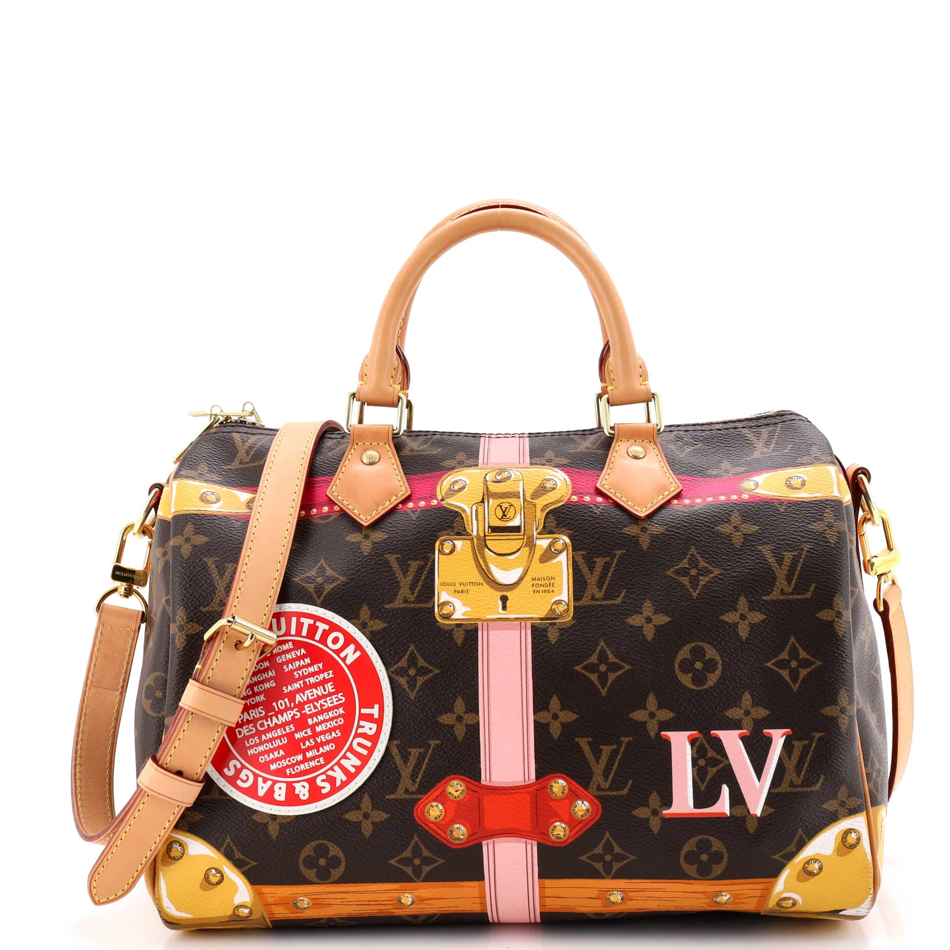 Speedy Bandouliere Bag Limited Edition Summer Trunks Monogram Canvas 30
