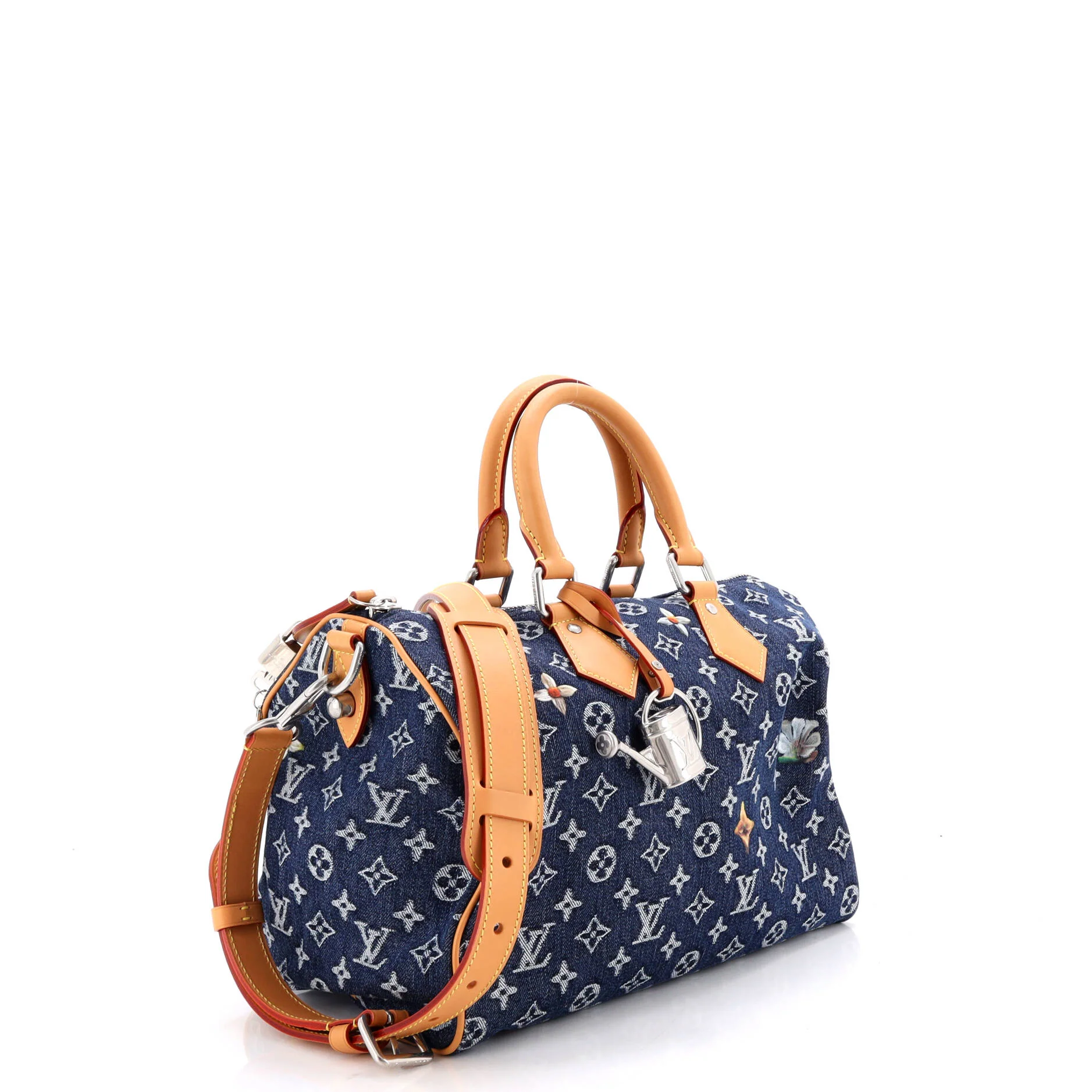 Speedy Bandouliere Bag Monogram Flower Denim 30 - Image 2