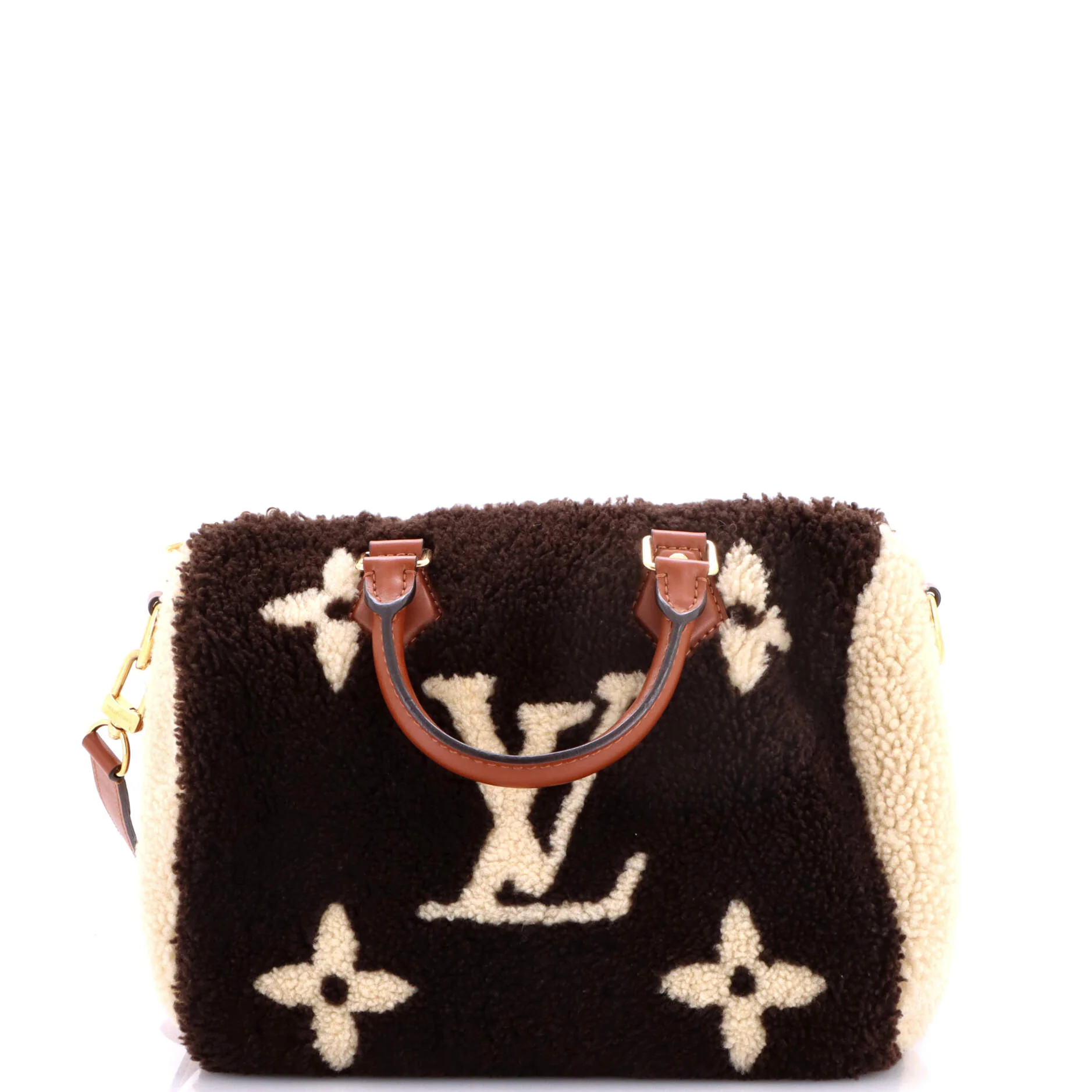 Speedy Bandouliere Bag Monogram Giant Teddy Fleece 25