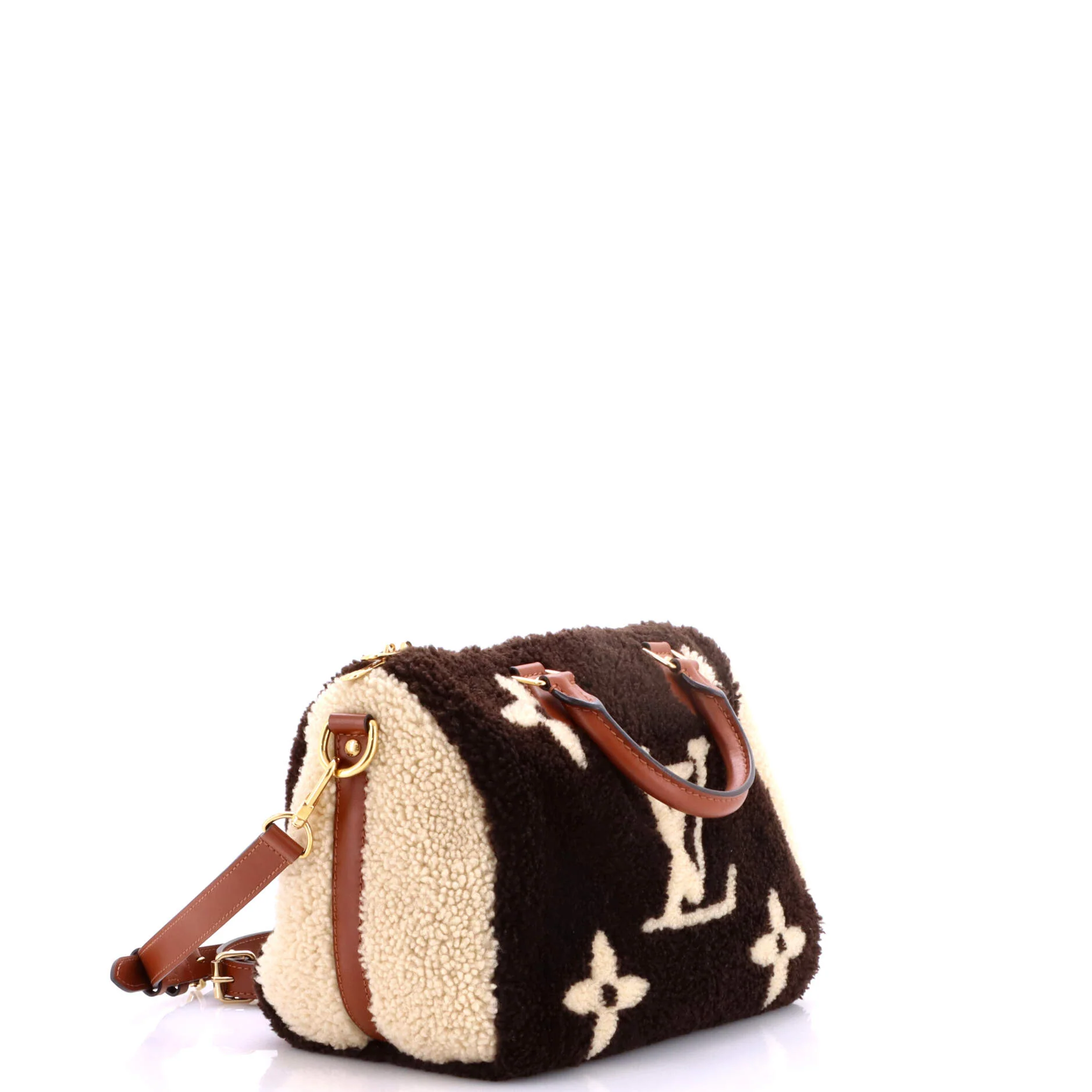 Speedy Bandouliere Bag Monogram Giant Teddy Fleece 25 - Image 2