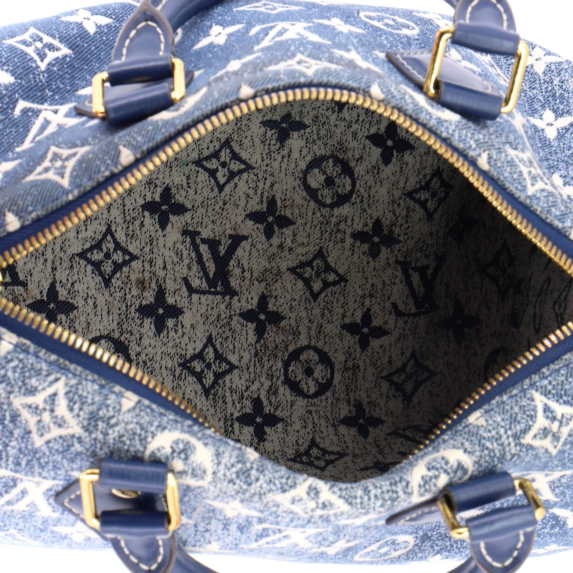 Speedy Bandouliere Bag Monogram Jacquard Denim 25 - Image 5