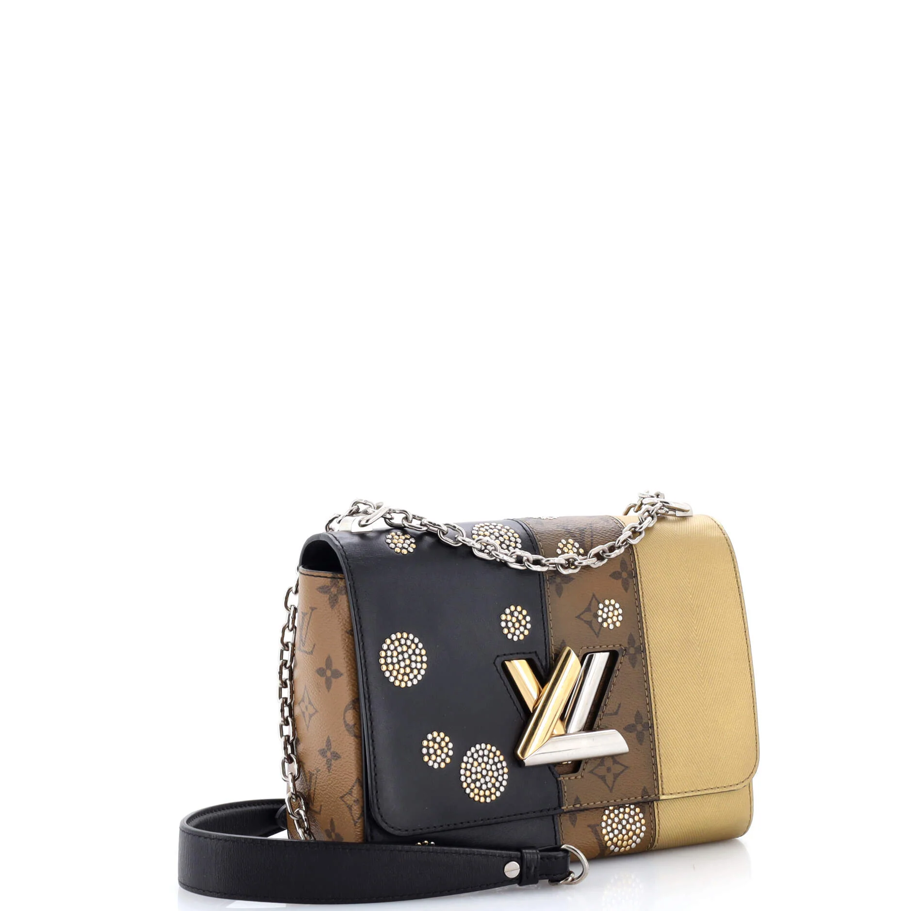 Twist Handbag Limited Edition Studded Reverse Monogram Canvas and Leather MM - Image 3