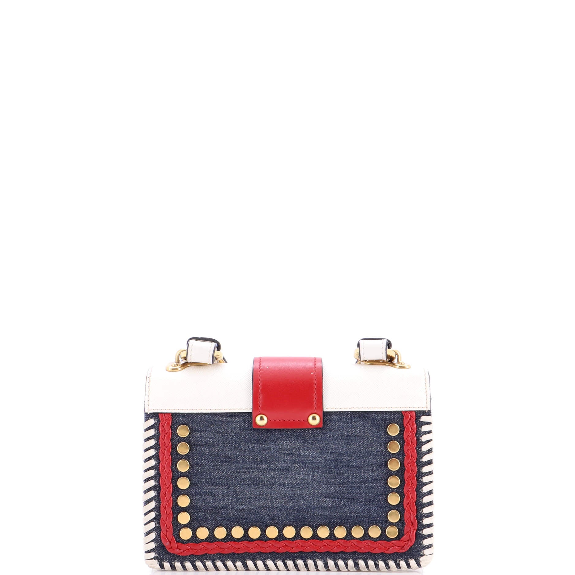 Cahier Crossbody Bag Embellished Denim and Leather Small - Image 3