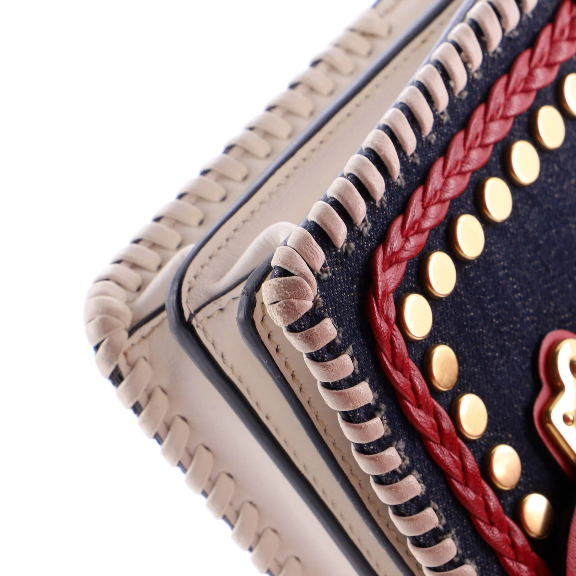 Cahier Crossbody Bag Embellished Denim and Leather Small - Image 6
