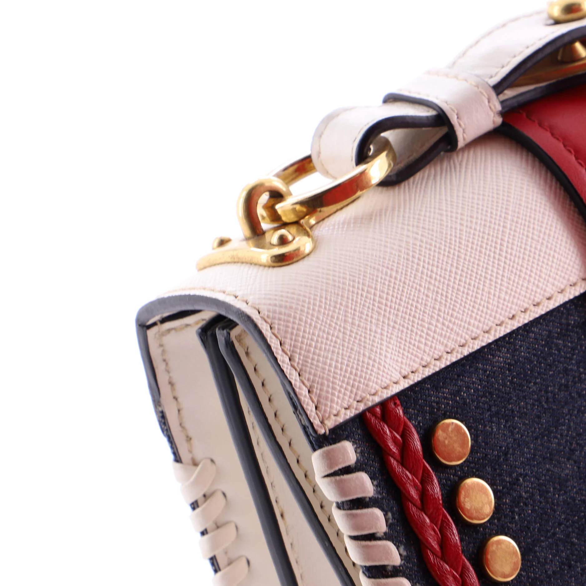 Cahier Crossbody Bag Embellished Denim and Leather Small - Image 7