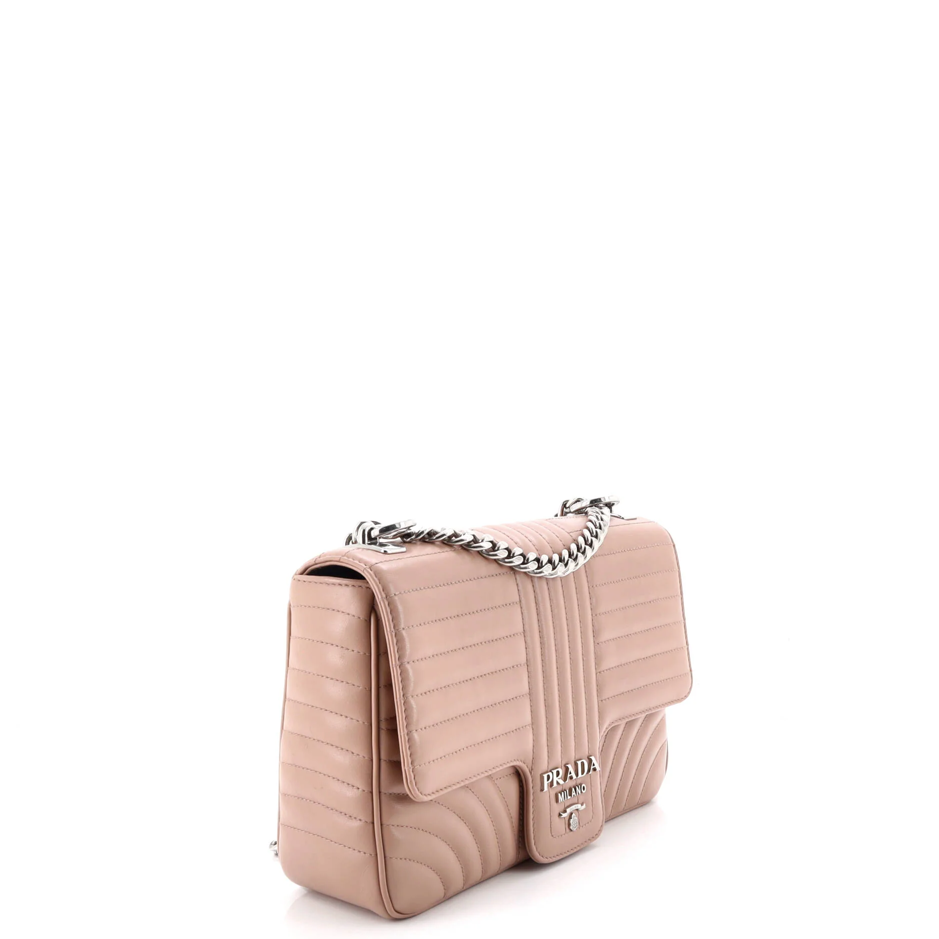 Chain Flap Shoulder Bag Diagramme Quilted Leather Large - Image 2